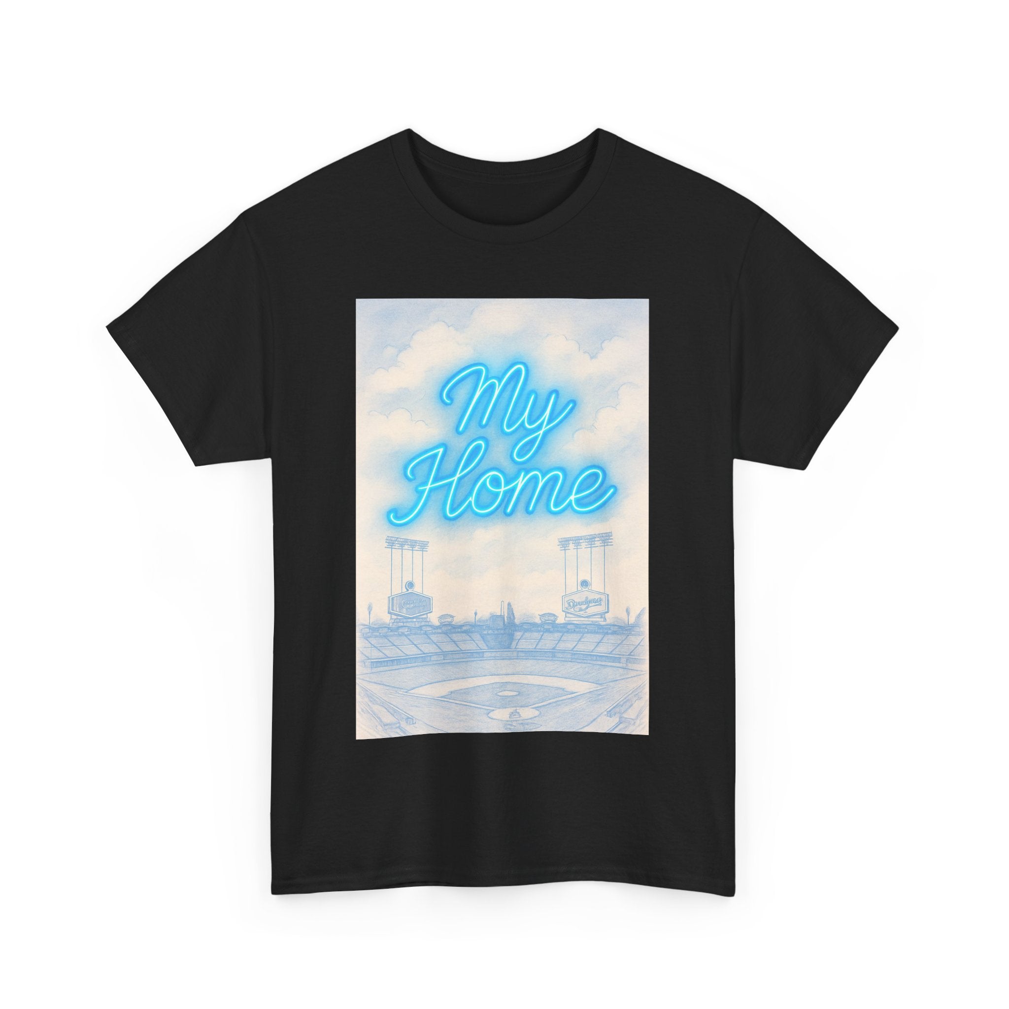 My Home Dodgers Stadium Sketch Tee Shirt - Unisex Heavy Cotton Tee Casual Fit