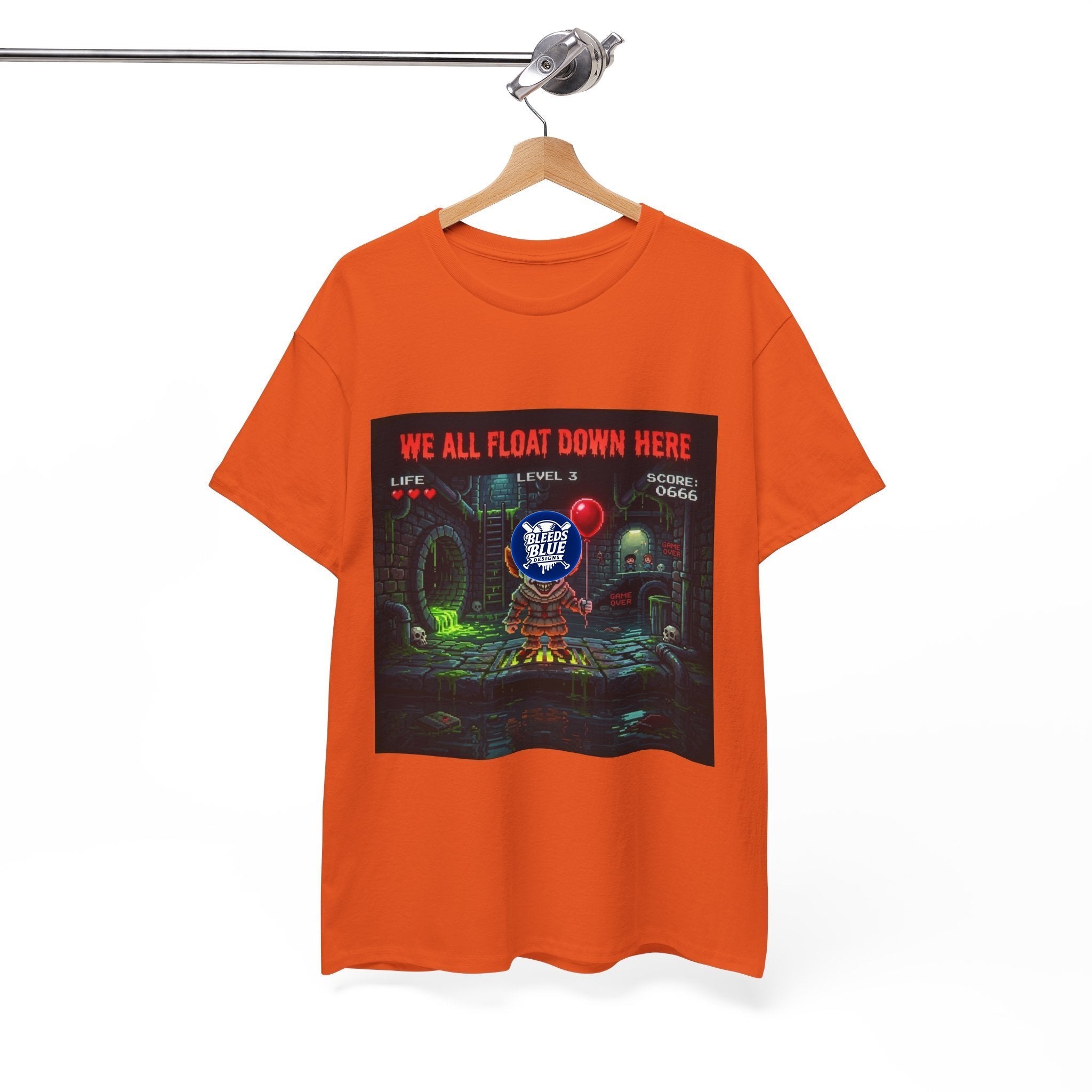 Halloween We All Float Down Here Pennywise Retro Arcade Spooky Season T-Shirt