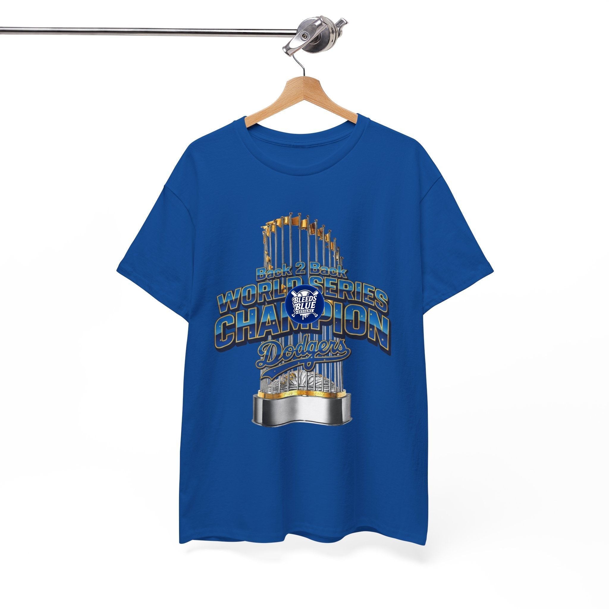 Dodgers Gold Back 2 Back World Series Champion Tee Shirt - Unisex Heavy Cotton Casual Fit