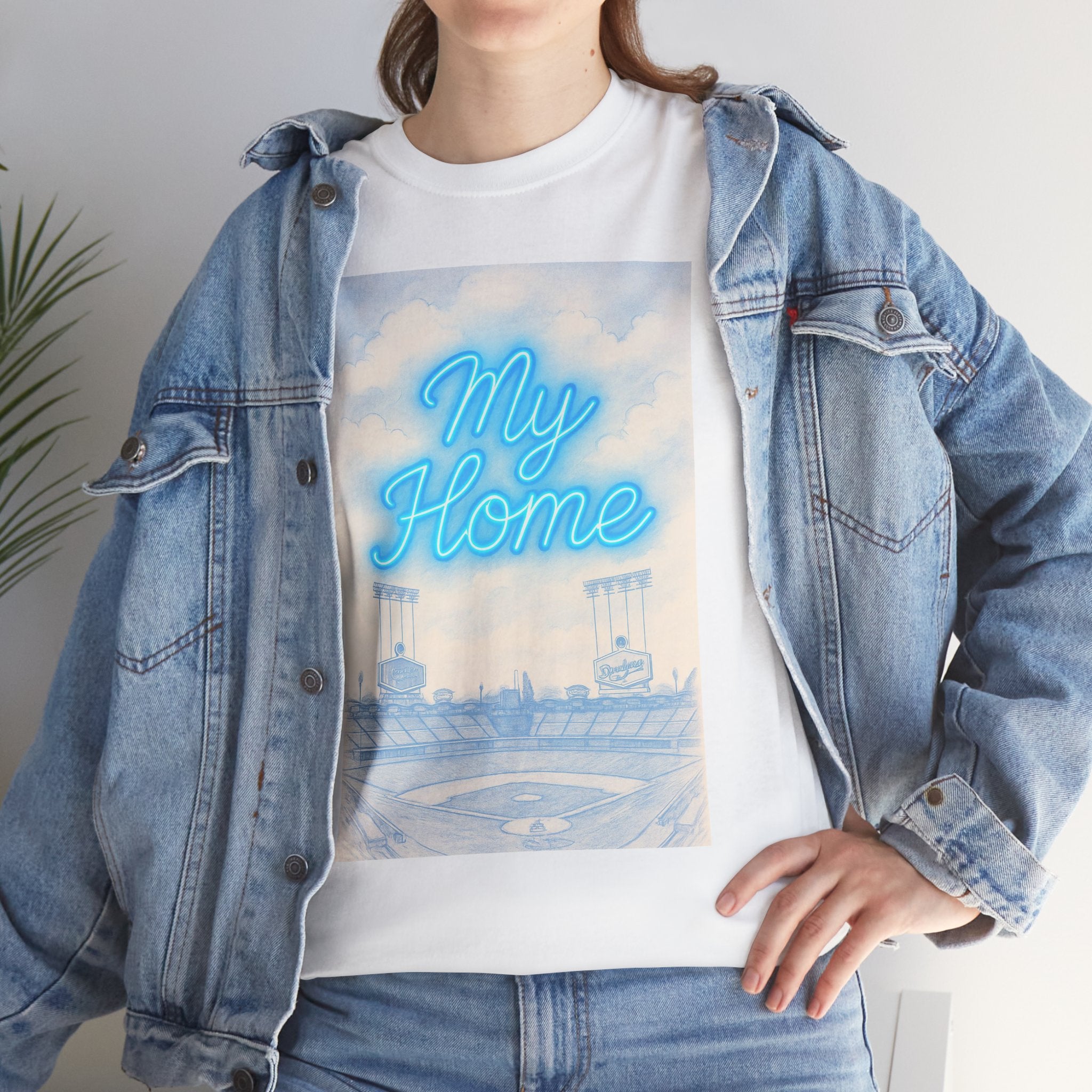 My Home Dodgers Stadium Sketch Tee Shirt - Unisex Heavy Cotton Tee Casual Fit