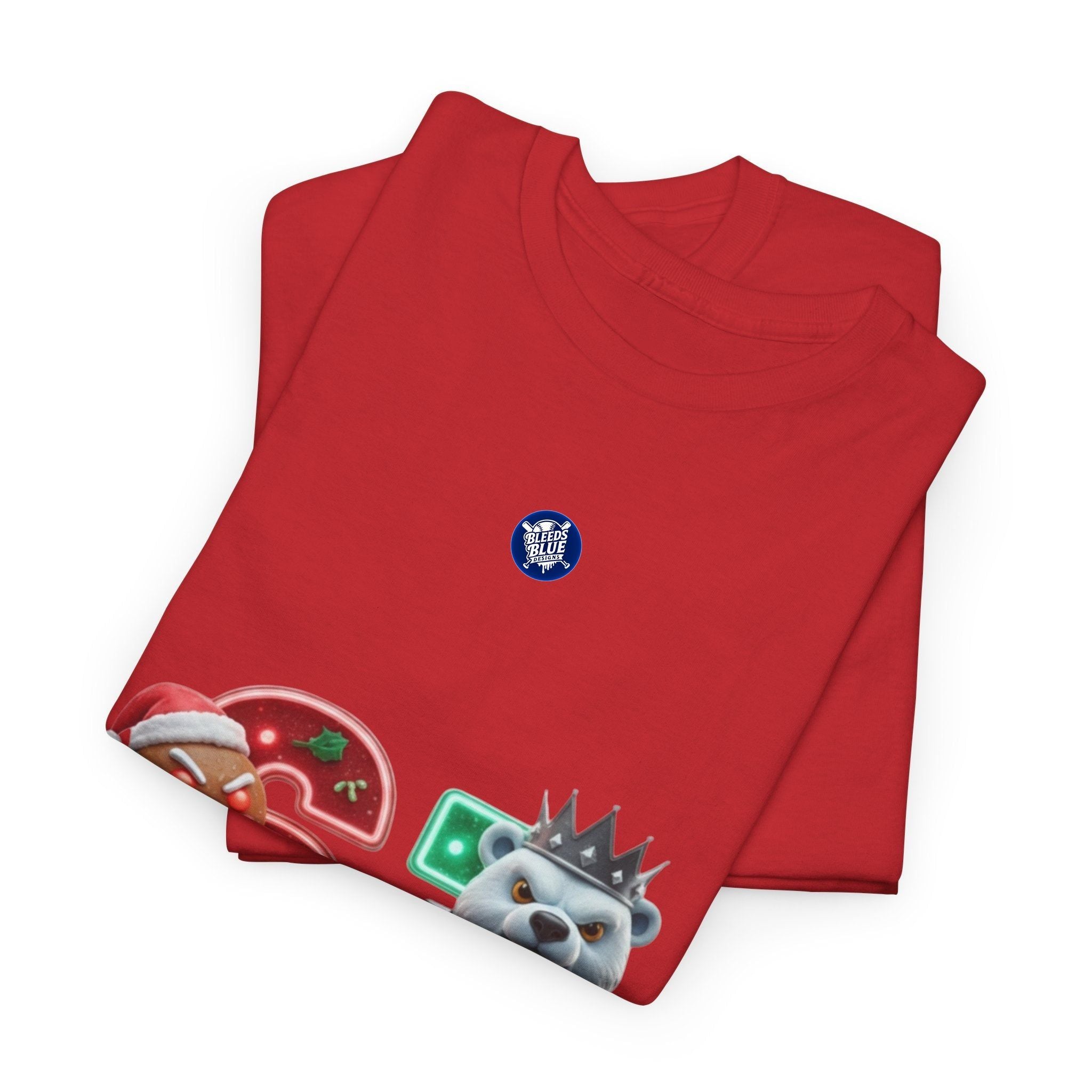 Holiday Christmas Gingerbread and Polar 67 Tee Shirt - Unisex Heavy Cotton Casual Fit