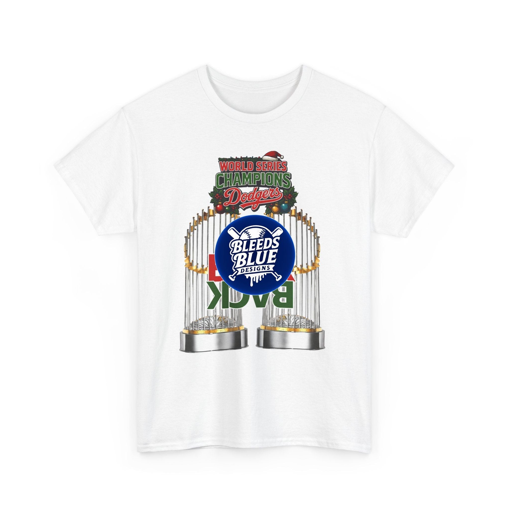 Holiday Back 2 Back World Series Champions Dodgers Tee Shirt - Unisex Heavy Cotton Casual Fit