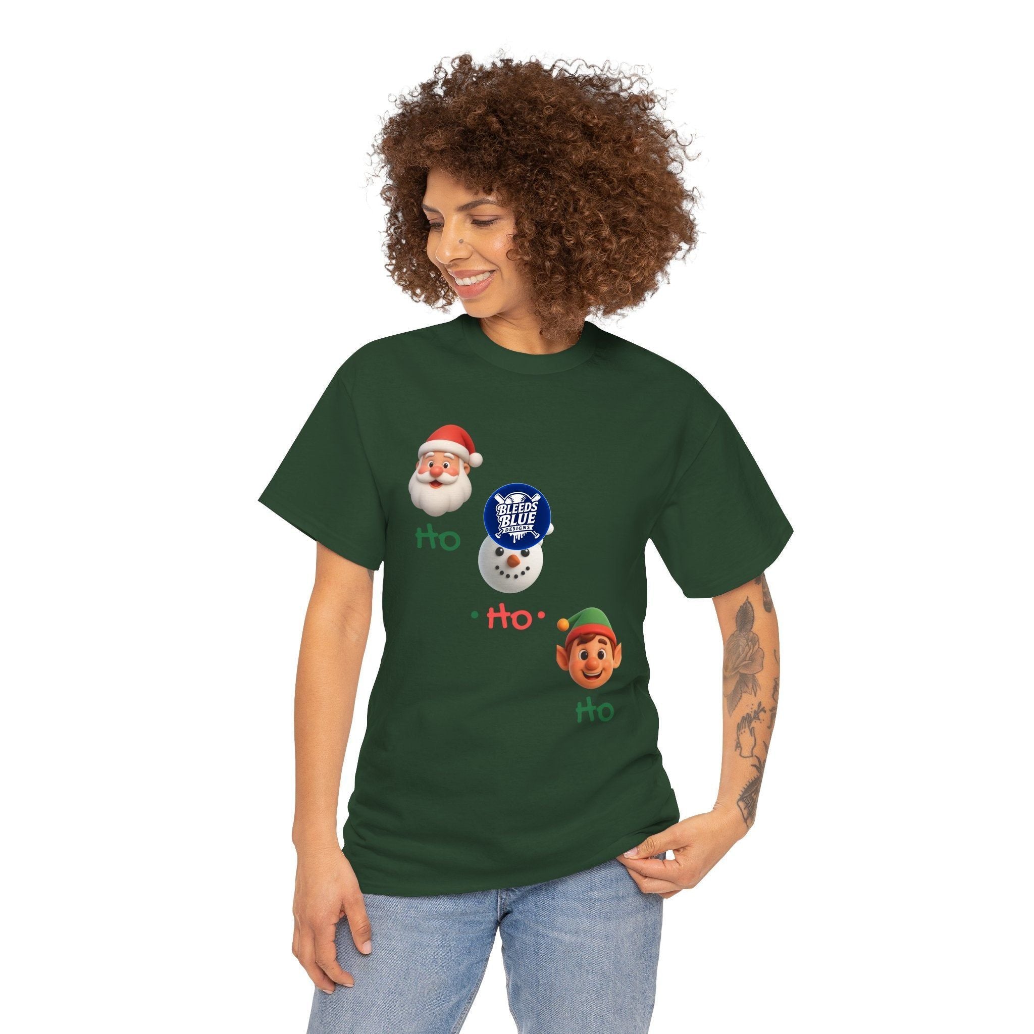 Holiday Ho Ho Ho Tee Shirt - Unisex Heavy Cotton Casual Fit