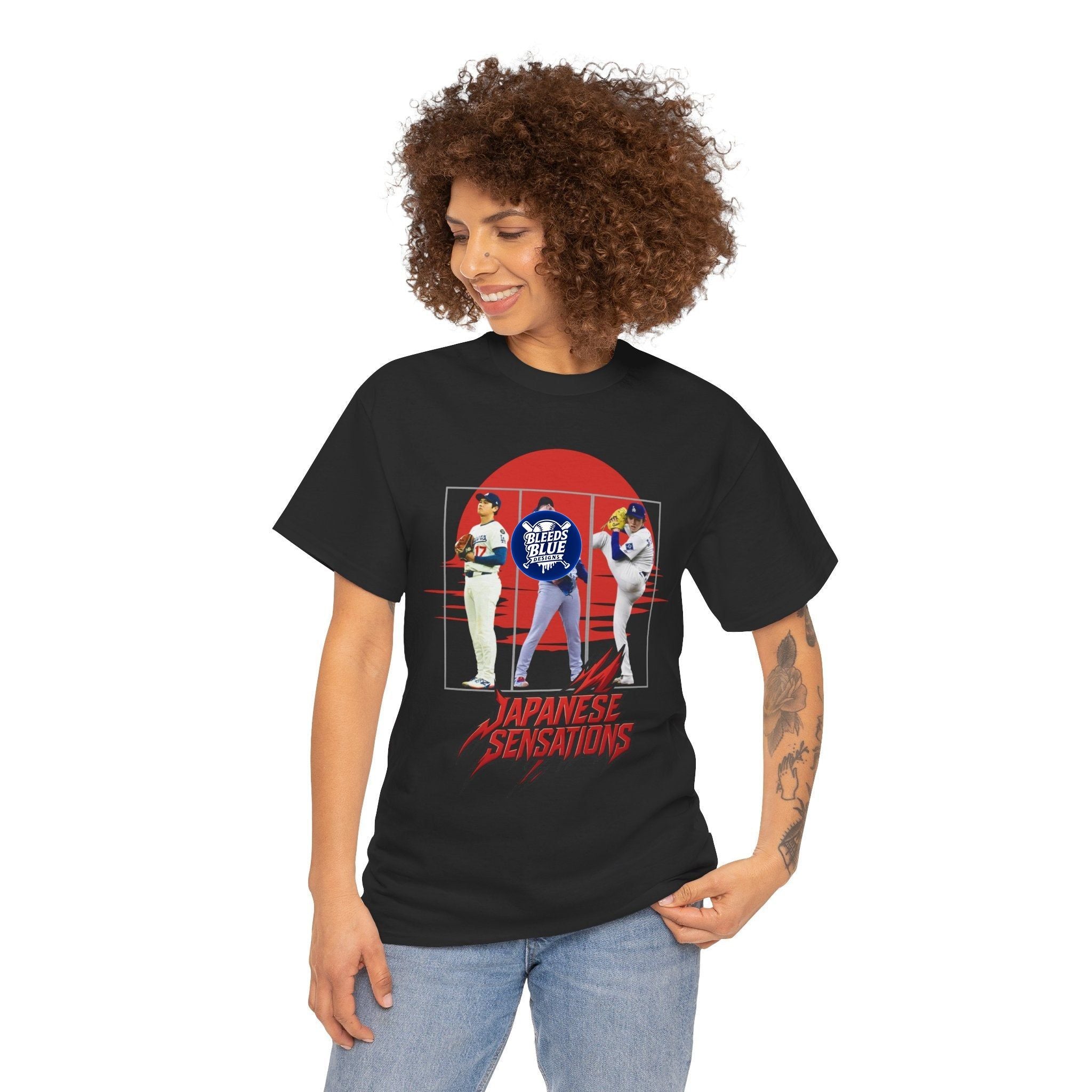 Dodgers Japanese Sensations Tee Shirt - Unisex Heavy Cotton Casual Fit