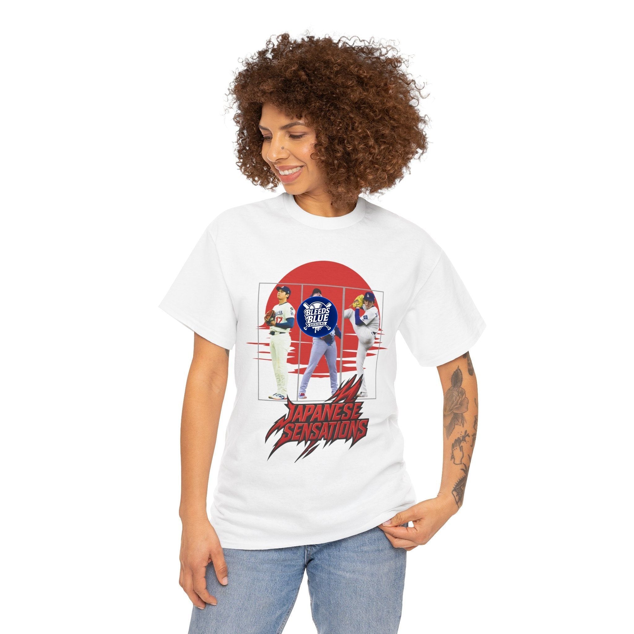 Dodgers Japanese Sensations Tee Shirt - Unisex Heavy Cotton Casual Fit