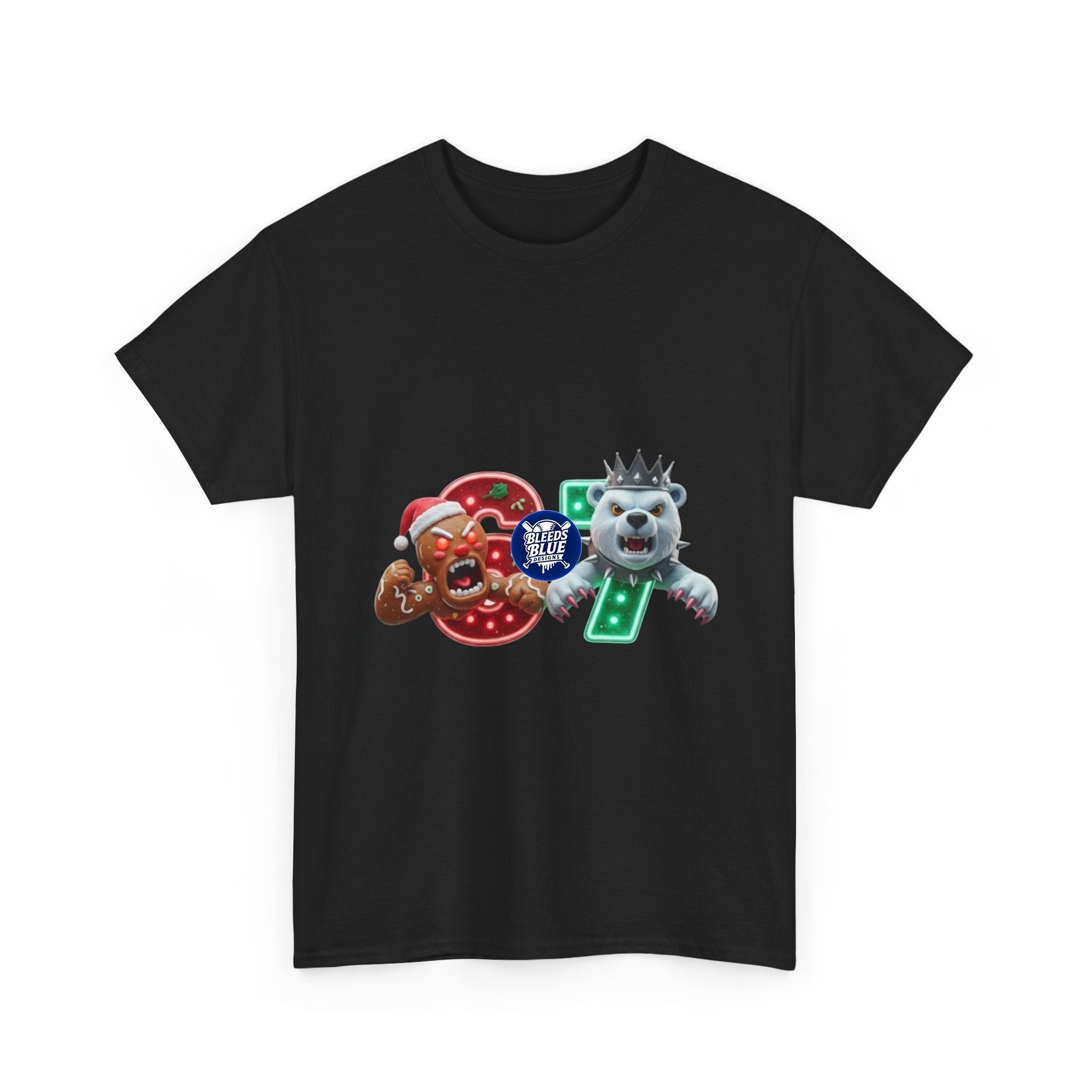 Holiday Christmas Gingerbread and Polar 67 Tee Shirt - Unisex Heavy Cotton Casual Fit