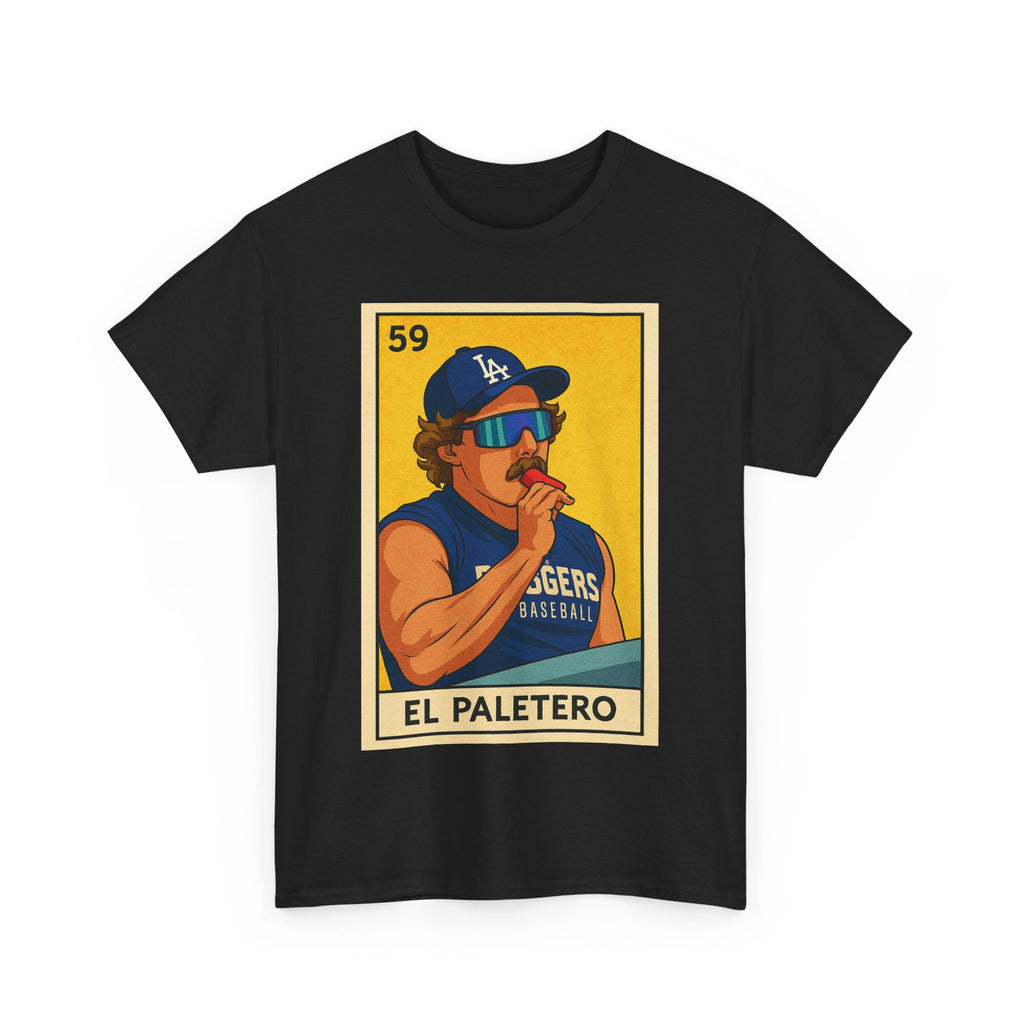 Kike El Paletero Loteria Card Tee Shirt -  Unisex Heavy Cotton Tee Casual Fit