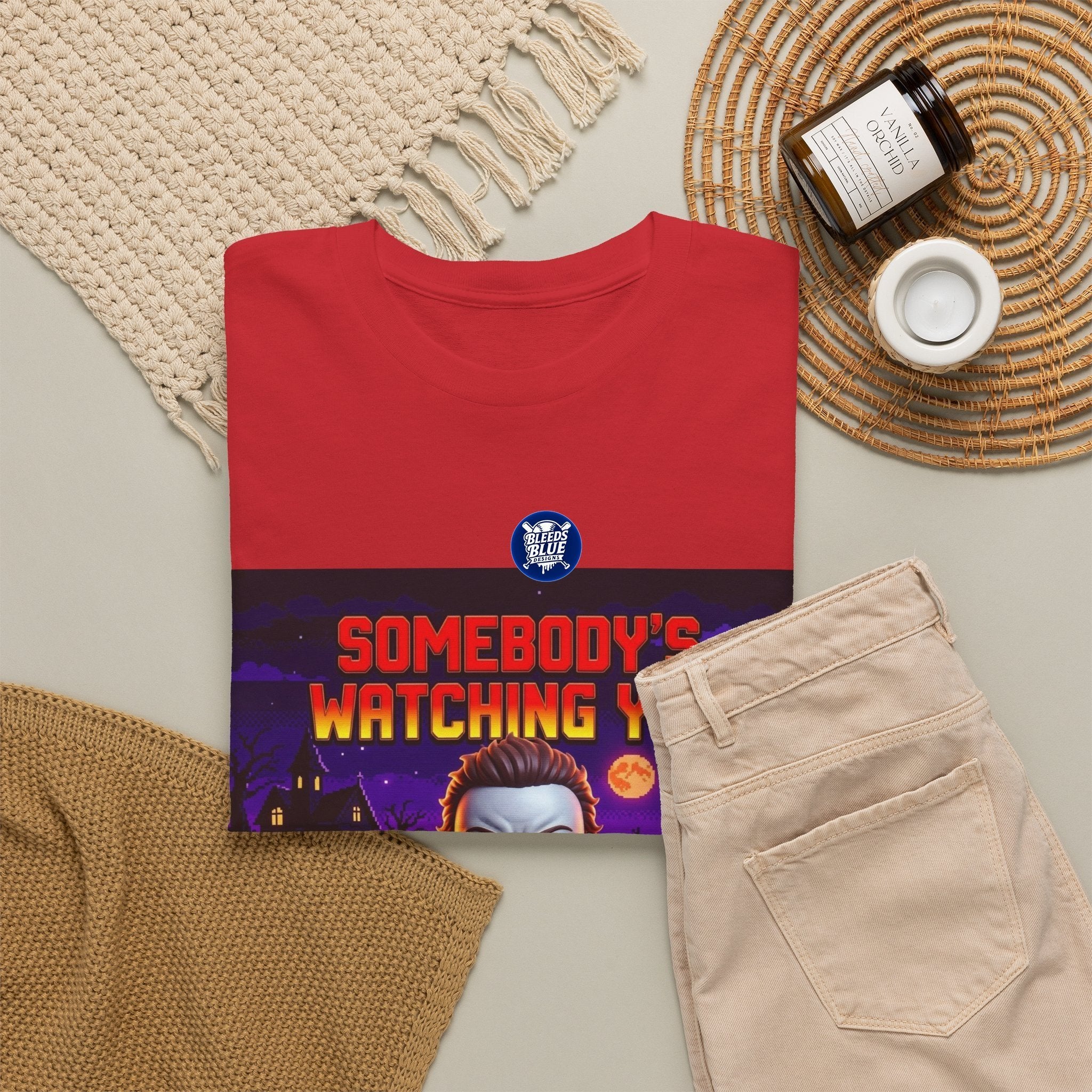 Halloween Somebody's Watching You Jason Retro Arcade Spooky Season T-Shirt