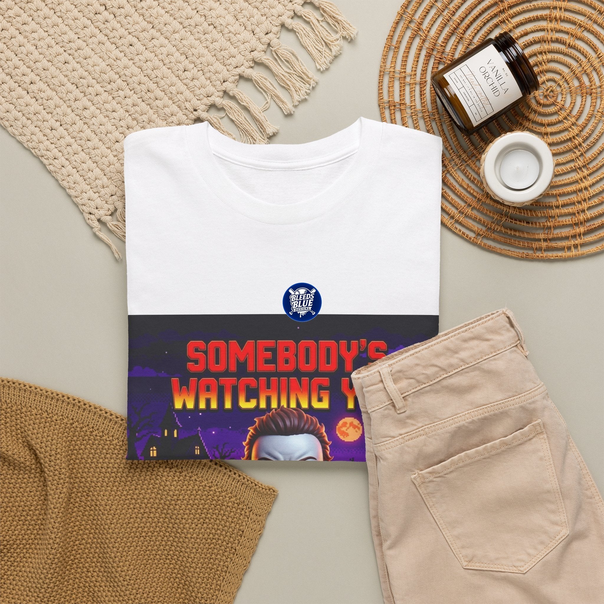 Halloween Somebody's Watching You Jason Retro Arcade Spooky Season T-Shirt