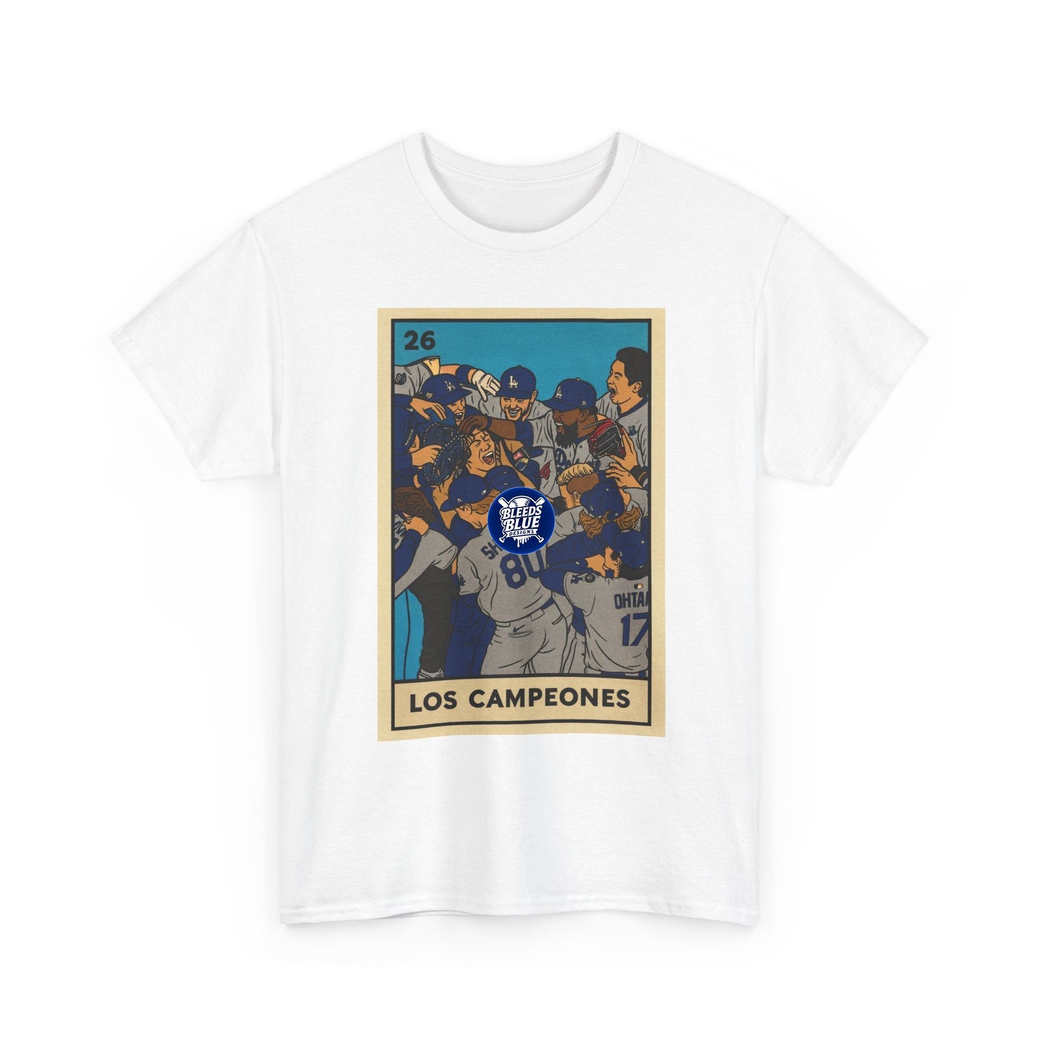 Dodgers "Los Campeones" Loteria Card Graphic Tee Shirt - Unisex Heavy Cotton Casual Fit