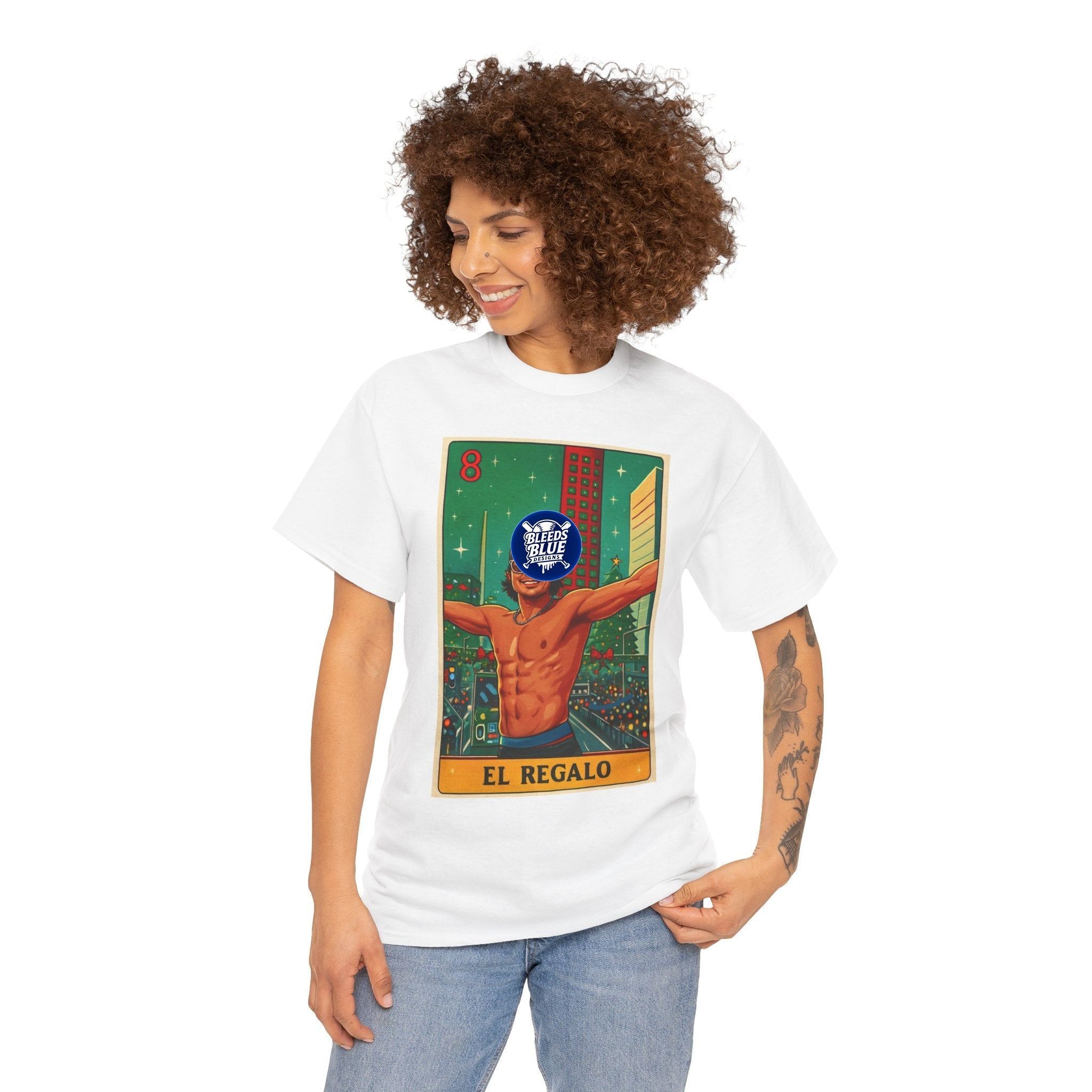 Dodgers Kike El Regalo Loteria Card Tee Shirt - Unisex Heavy Cotton Casual Fit