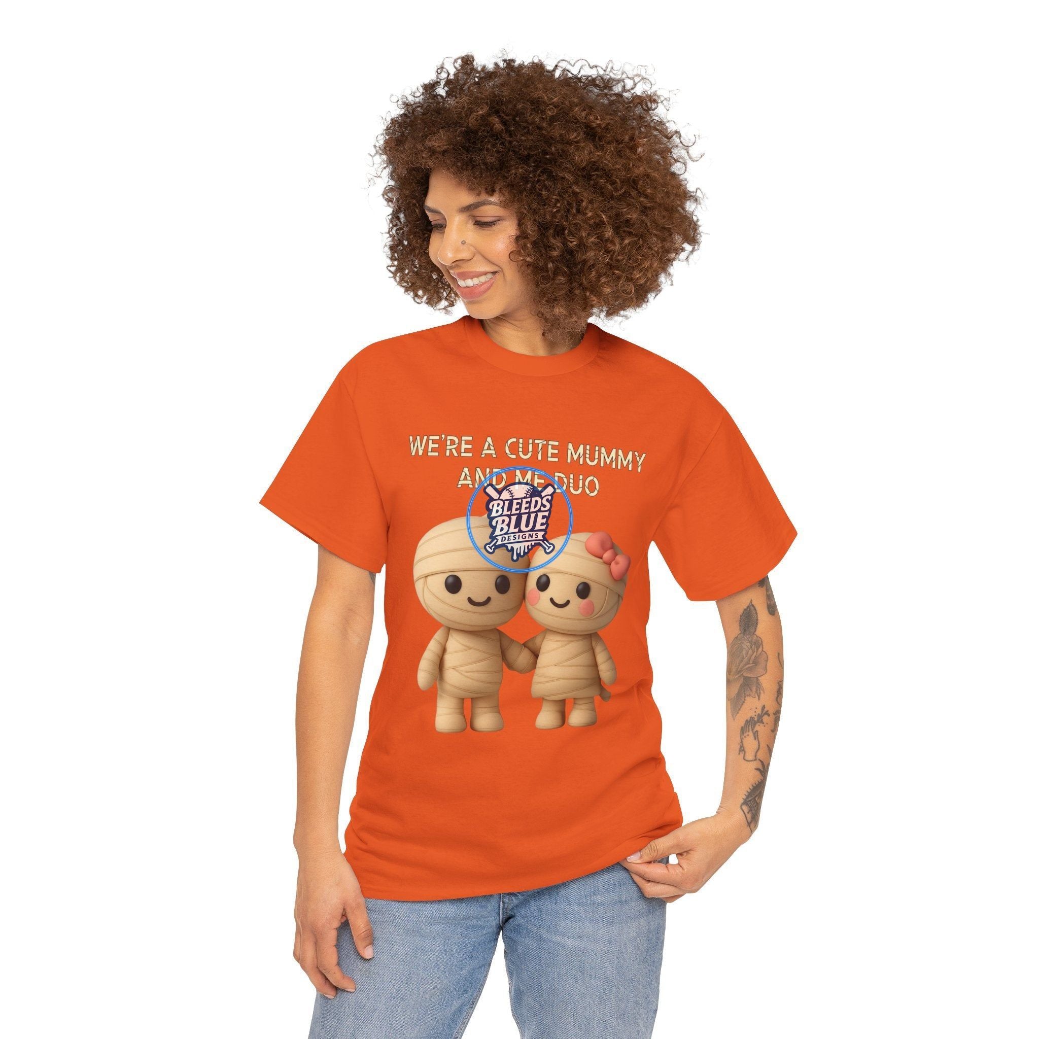Halloween Spooky Mummy and Me Duo Tee Shirt - Unisex Heavy Cotton Casual Fit