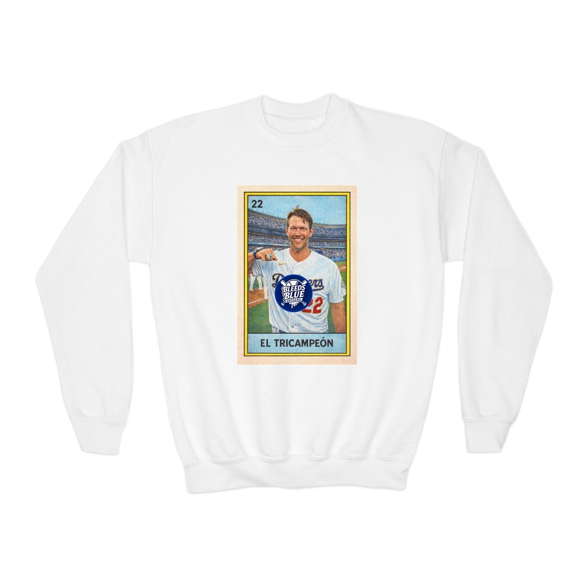 El Tricampeón Lotería Card Kershaw Team Pride - Youth Crewneck Sweatshirt
