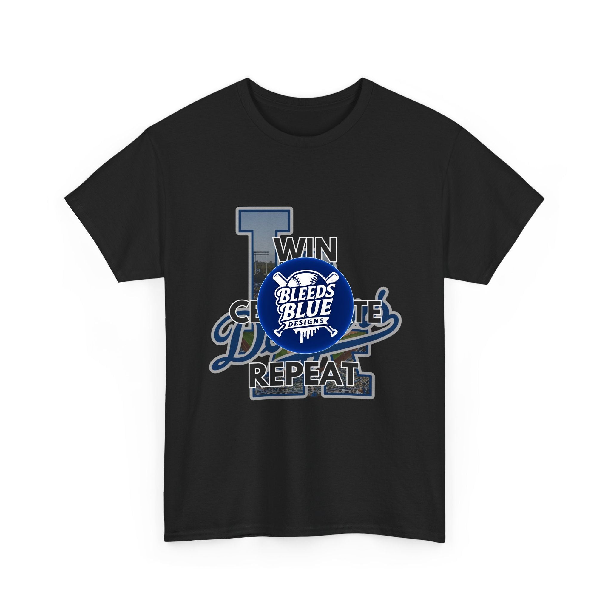 Los Angeles Dodgers Win Celebrate Repeat Tee Shirt - Unisex Heavy Cotton Casual Fit