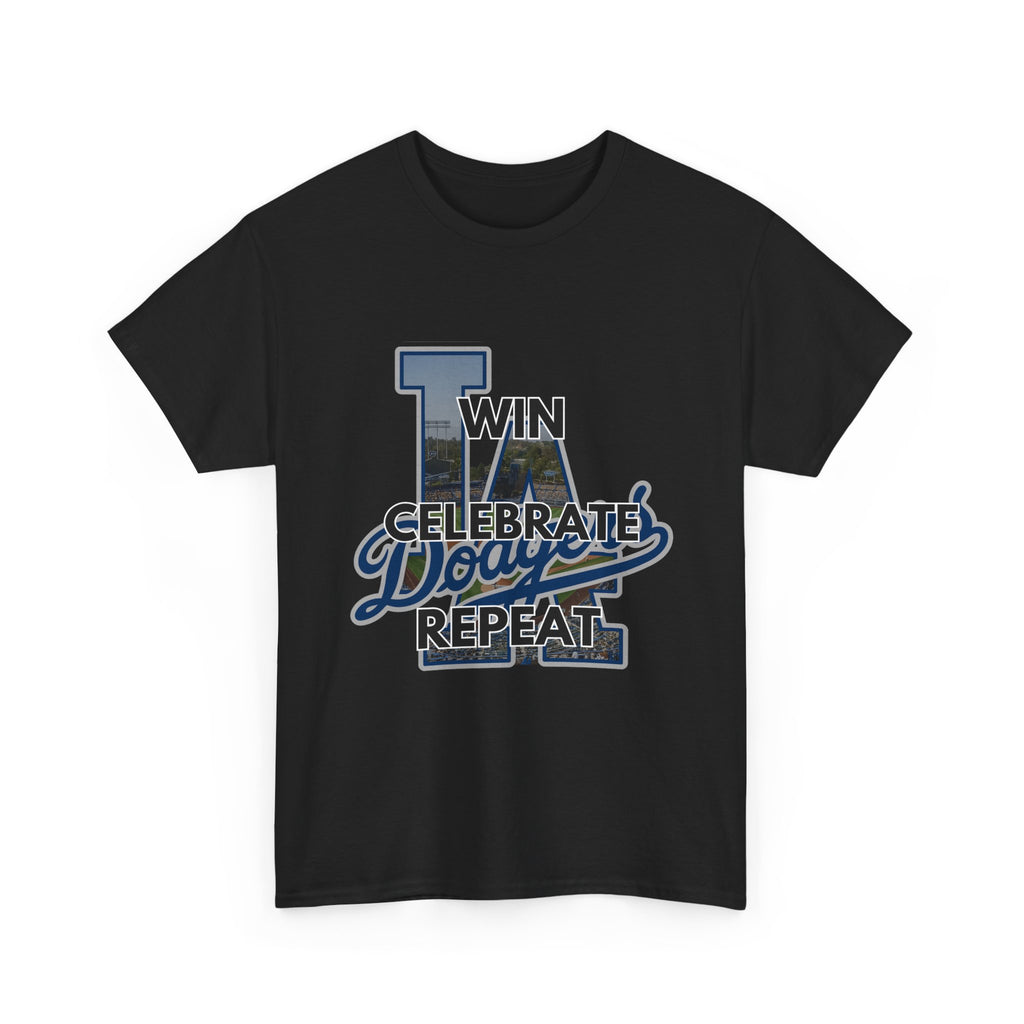 Los Angeles Dodgers Win Celebrate Repeat Tee Shirt - Unisex Heavy Cotton Casual Fit