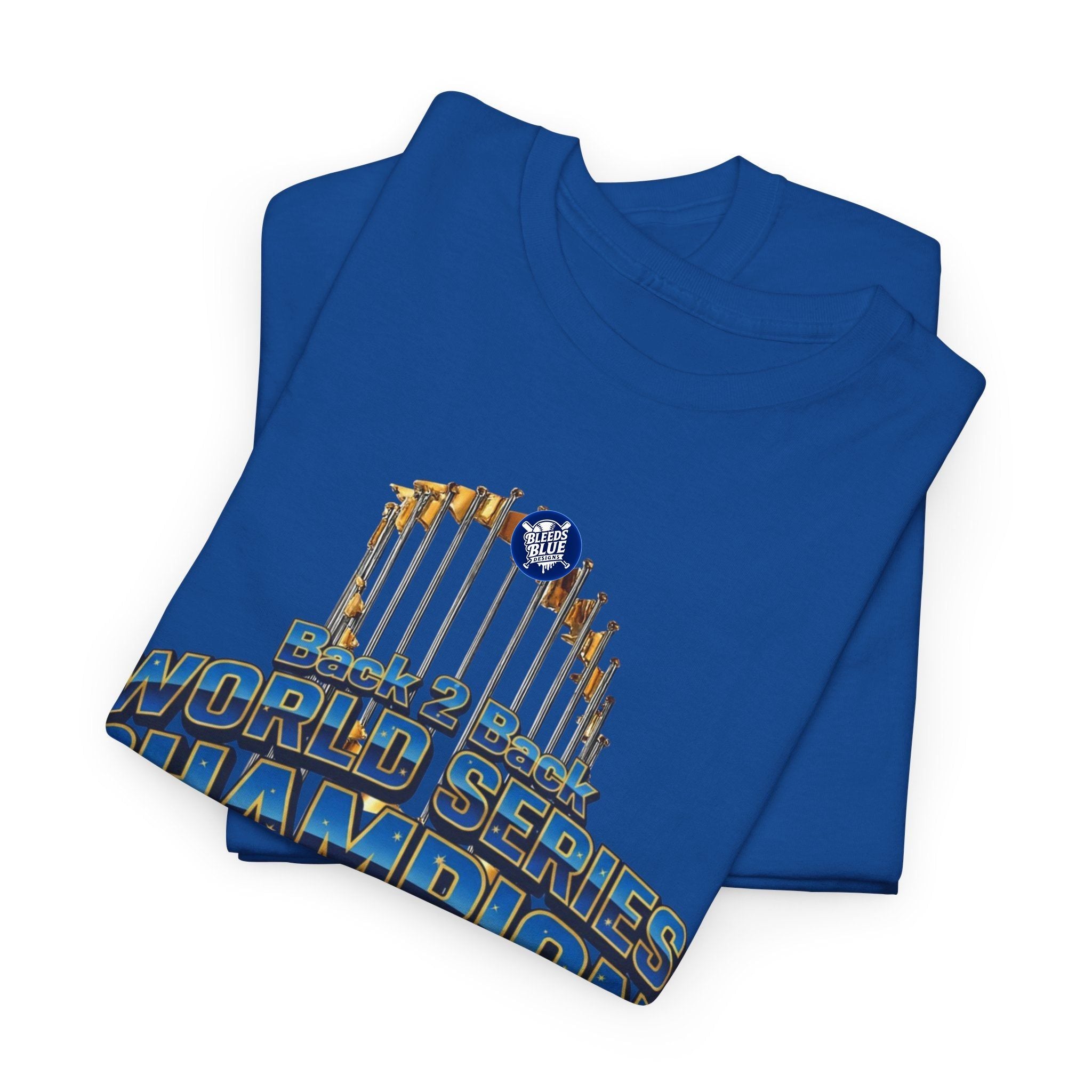 Dodgers Gold Back 2 Back World Series Champion Tee Shirt - Unisex Heavy Cotton Casual Fit