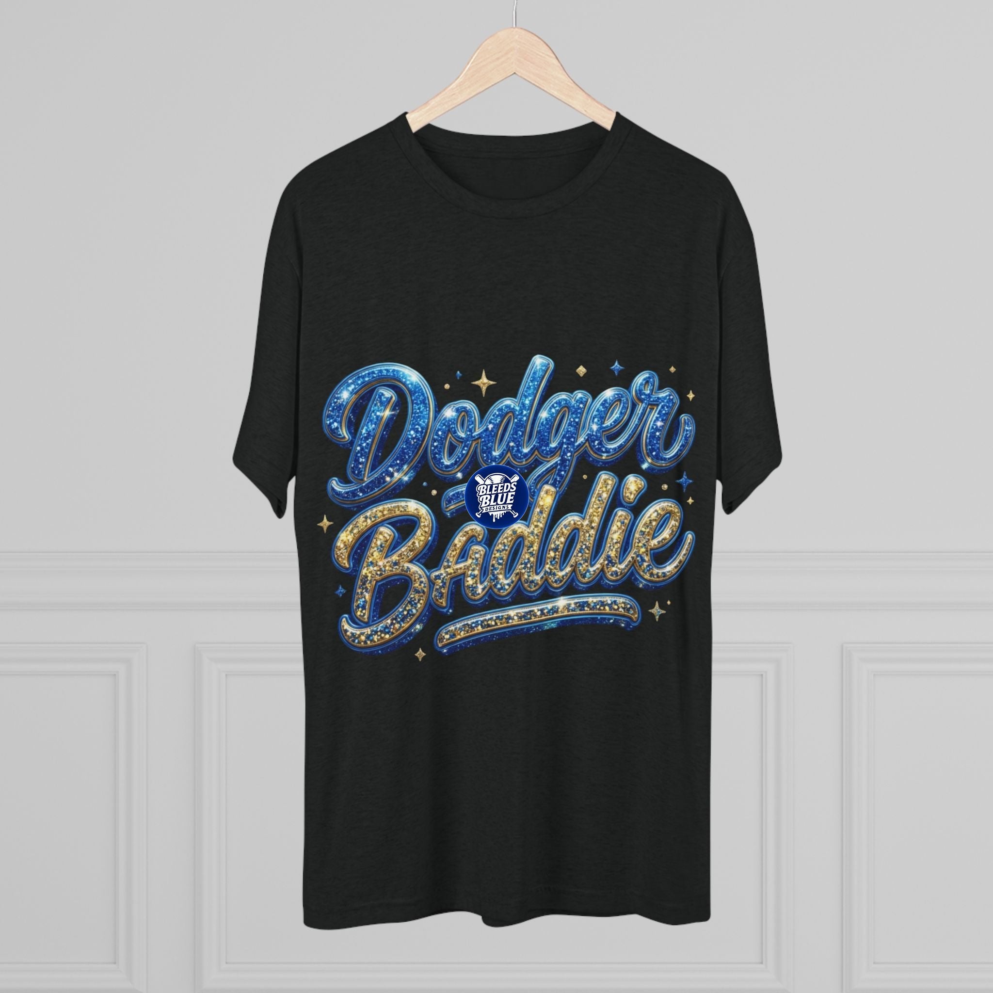 Dodger Baddie Glitter T‑Shirt — Sparkling LA Baseball Fan Tee