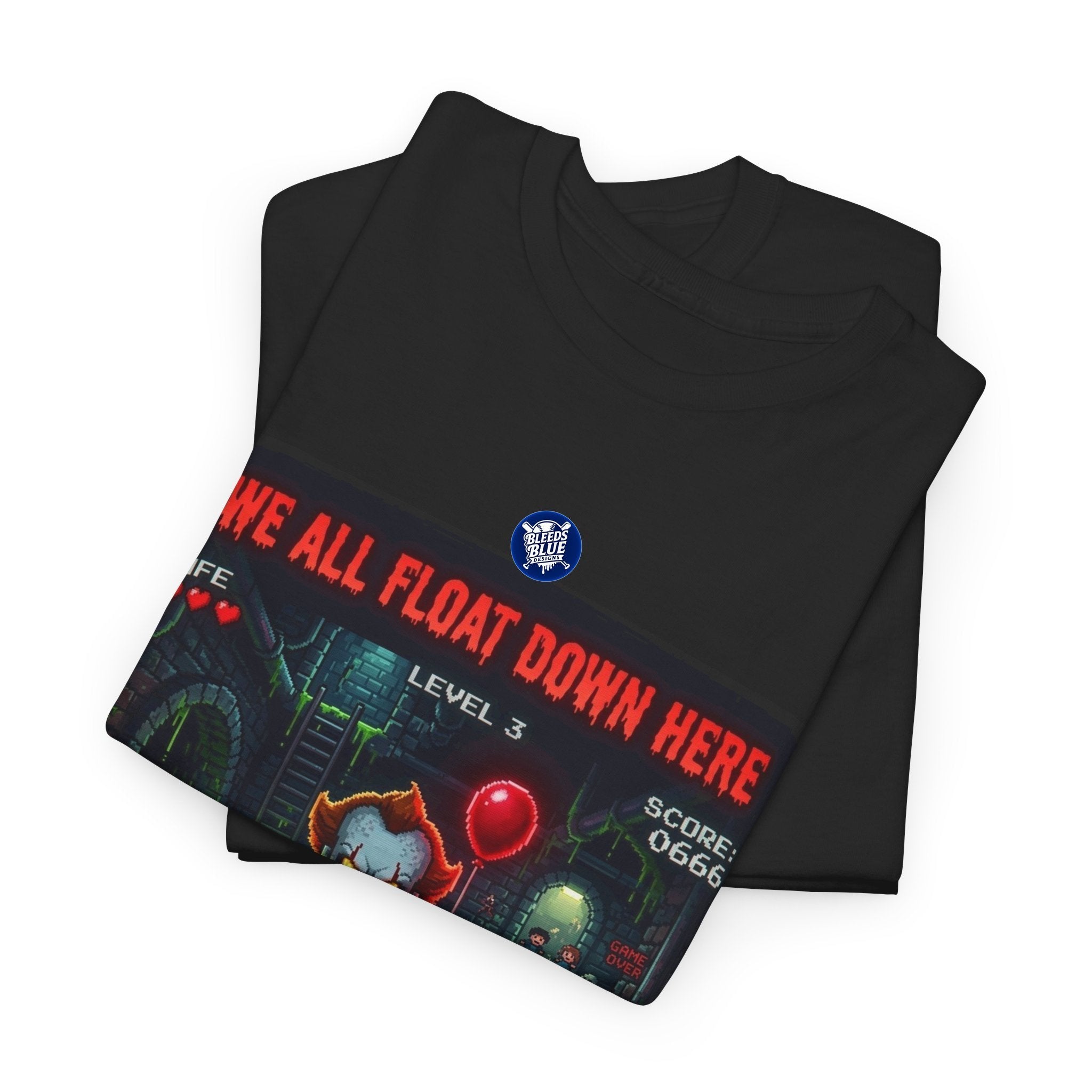 Halloween We All Float Down Here Pennywise Retro Arcade Spooky Season T-Shirt