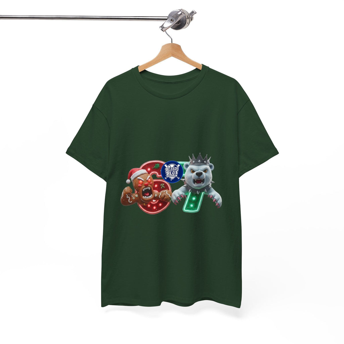 Holiday Christmas Gingerbread and Polar 67 Tee Shirt - Unisex Heavy Cotton Casual Fit