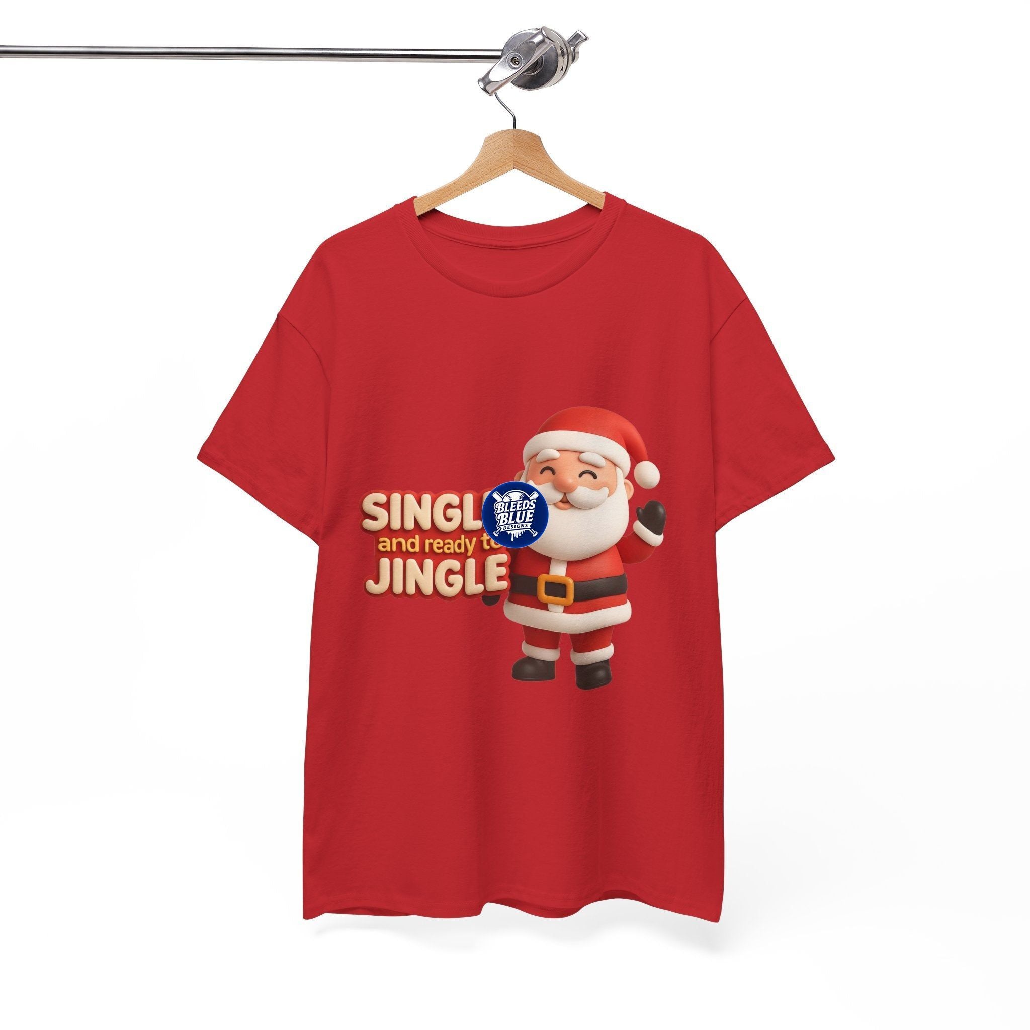 Holiday Santa Single and Ready to Jingle Tee Shirt - Unisex Heavy Cotton Casual Fit
