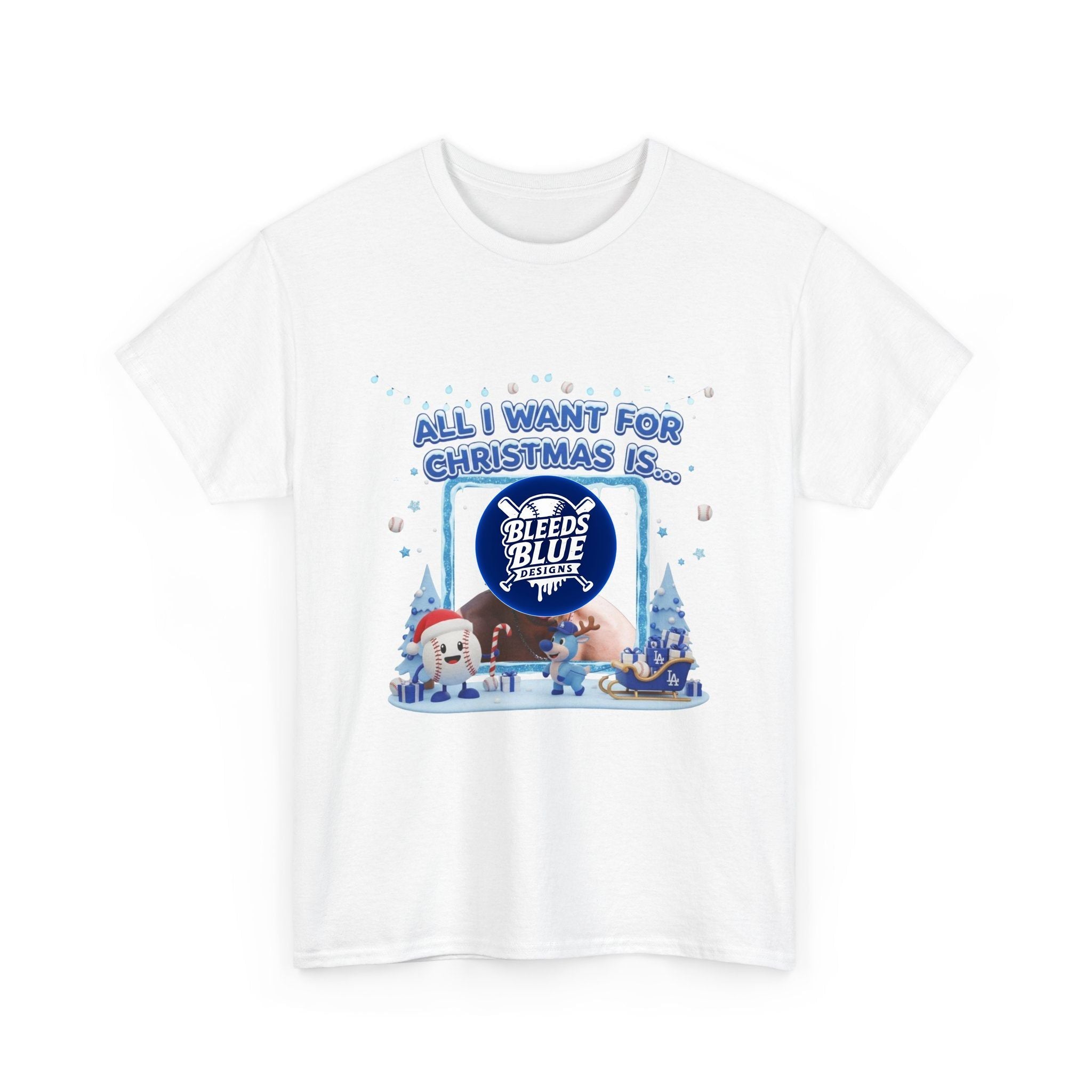 Holiday All I Want for Christmas Dodgers Kike Tee Shirt - Unisex Heavy Cotton Casual Fit