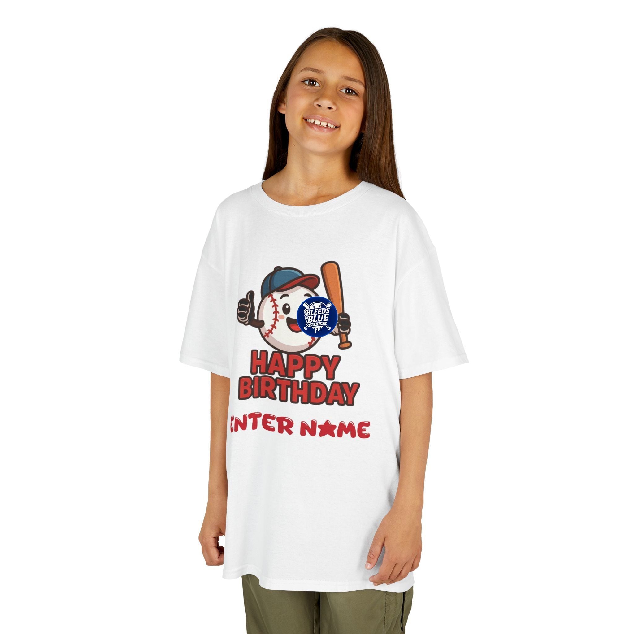 Personalized Kids Baseball Birthday Tee — "Happy Birthday" Name T-Shirt