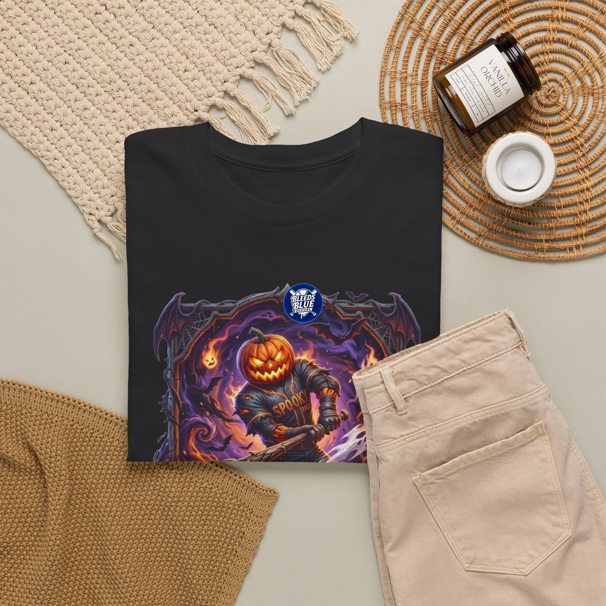 Halloween October Baseball Spooky Season Pumpkinhead T-Shirt