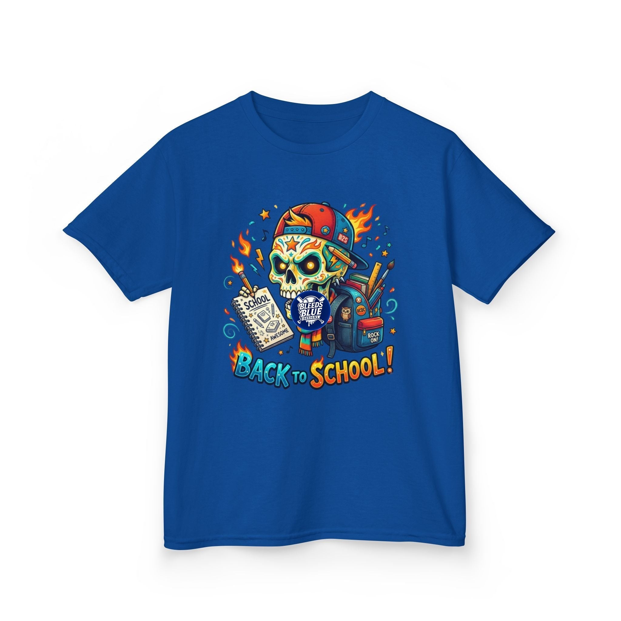 Kids Tee — Colorful Skull 'Back to School' Graphic