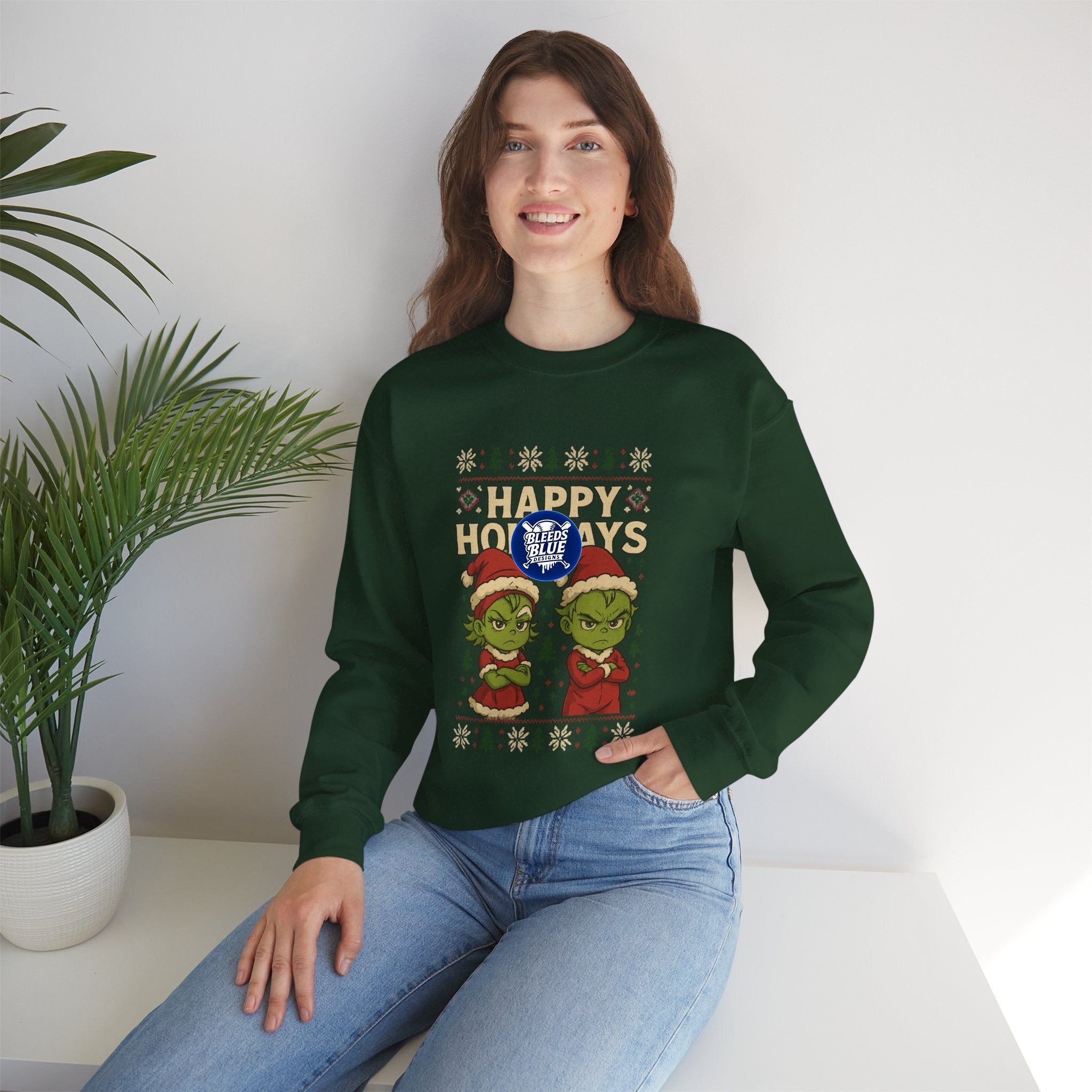 Holiday Ugly Christmas Baby Grinchies Sweatshirt - Unisex Crewneck Casual Streetwear