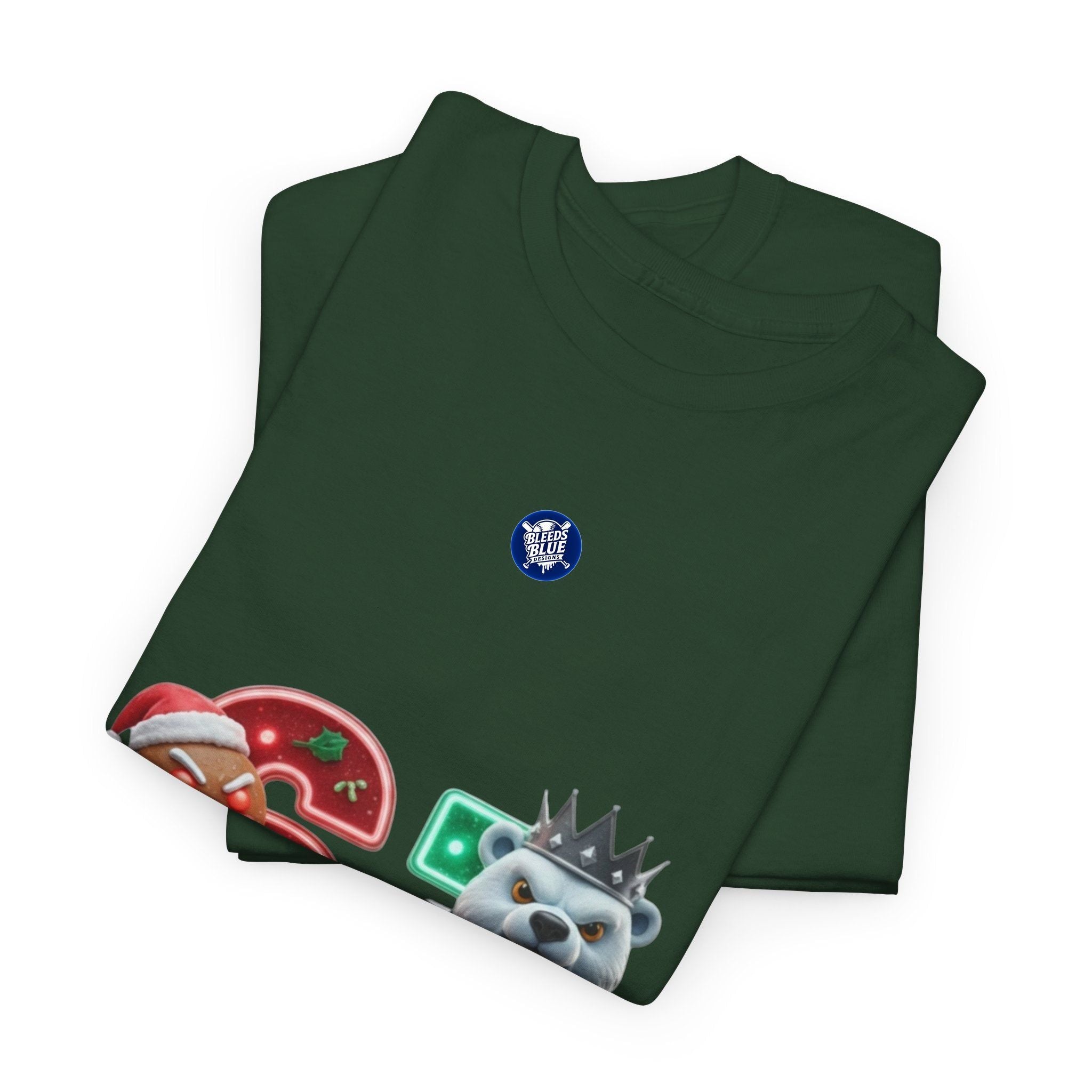 Holiday Christmas Gingerbread and Polar 67 Tee Shirt - Unisex Heavy Cotton Casual Fit