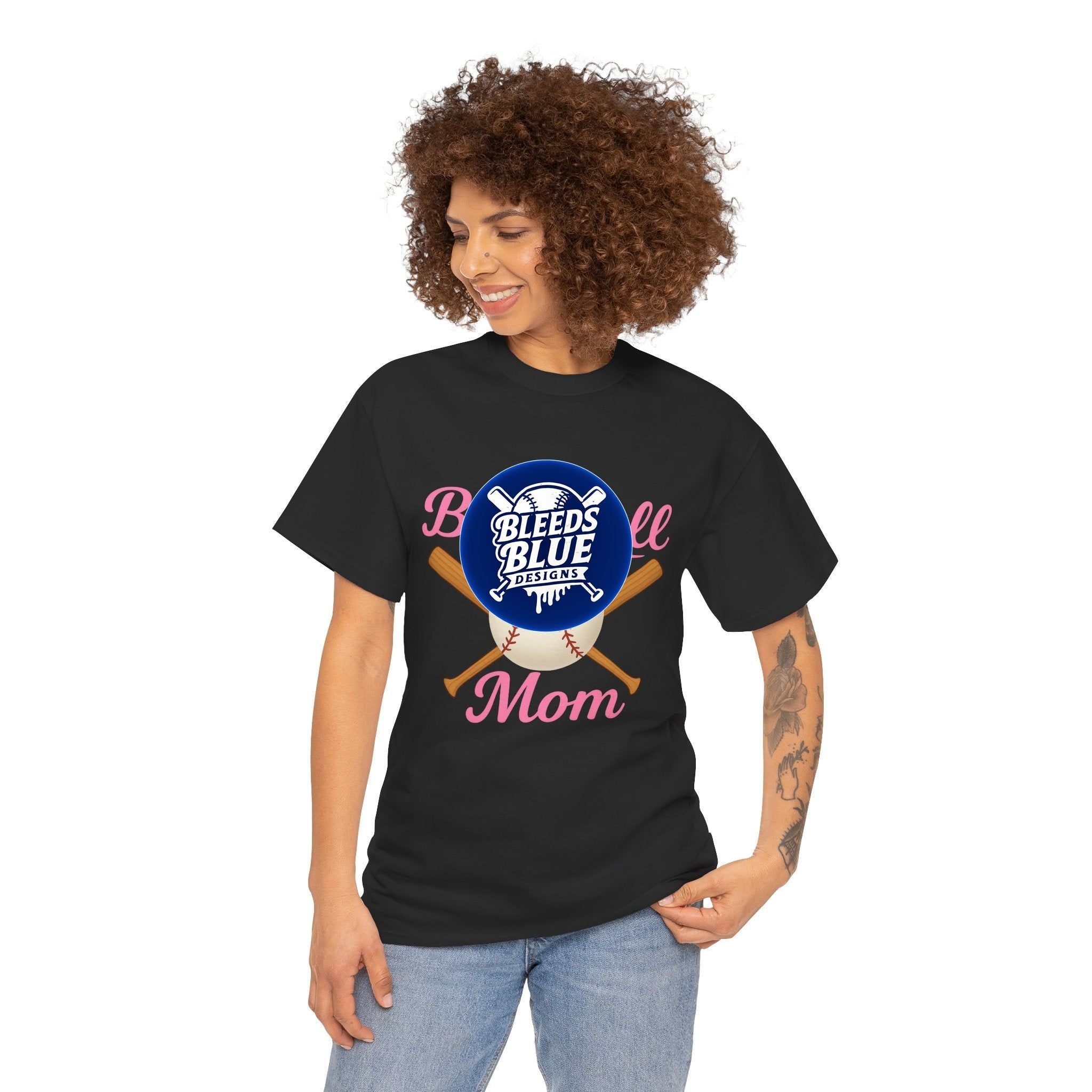 Pink Baseball Mom Tee Shirt - Unisex Heavy Cotton Casual Fit