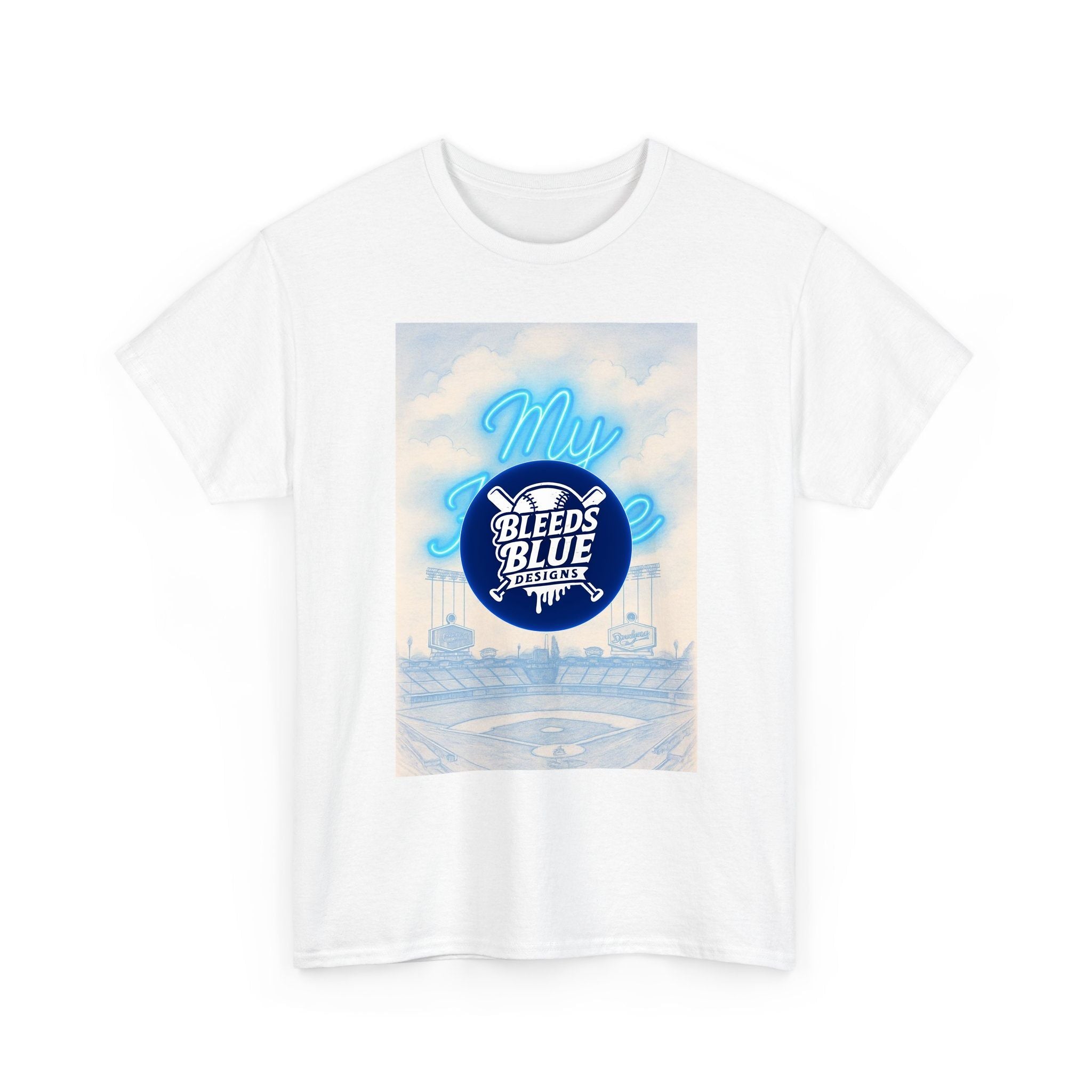 My Home Dodgers Stadium Sketch Tee Shirt - Unisex Heavy Cotton Casual Fit