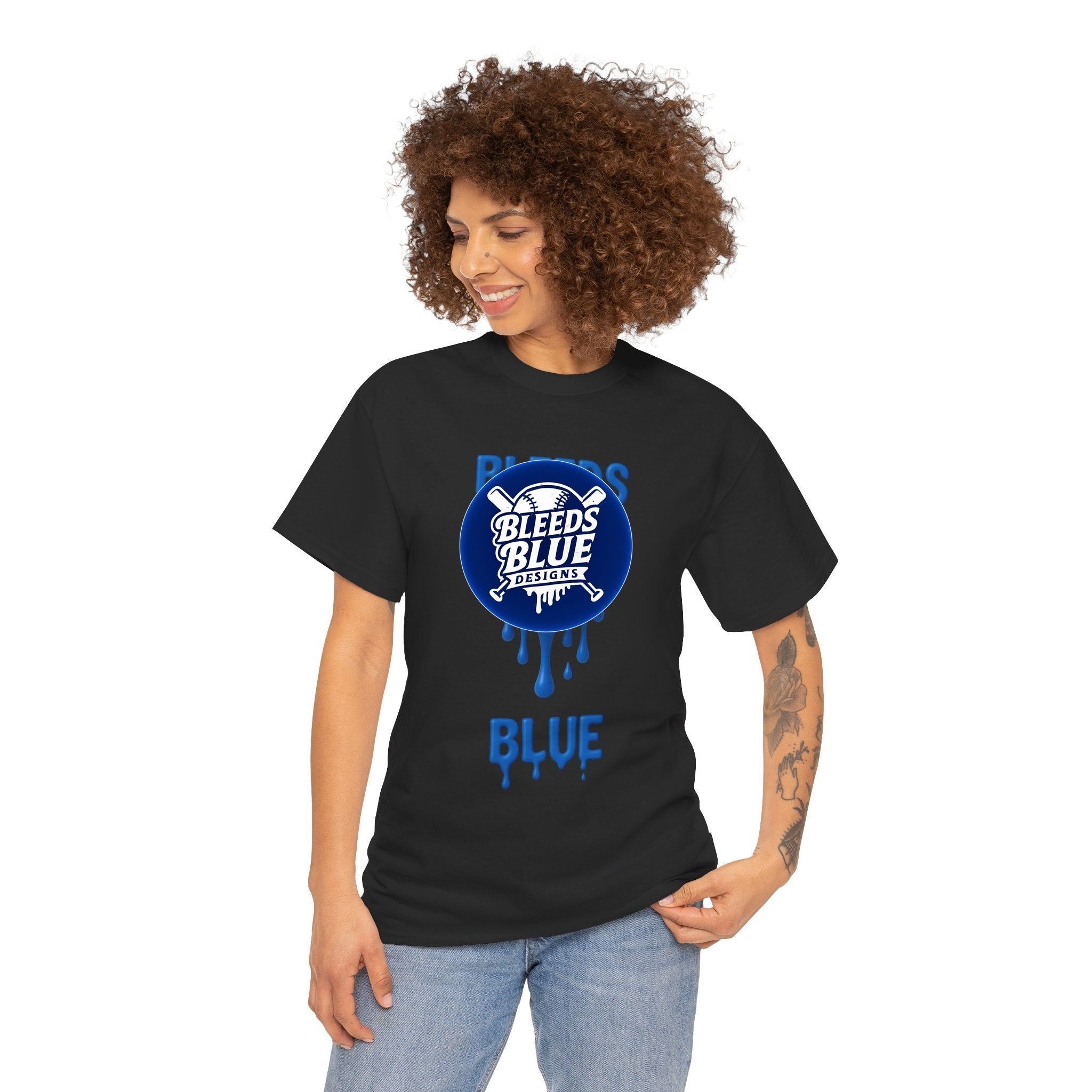Heart Bleeds Blue Tee Shirt - Unisex Heavy Cotton Casual Fit