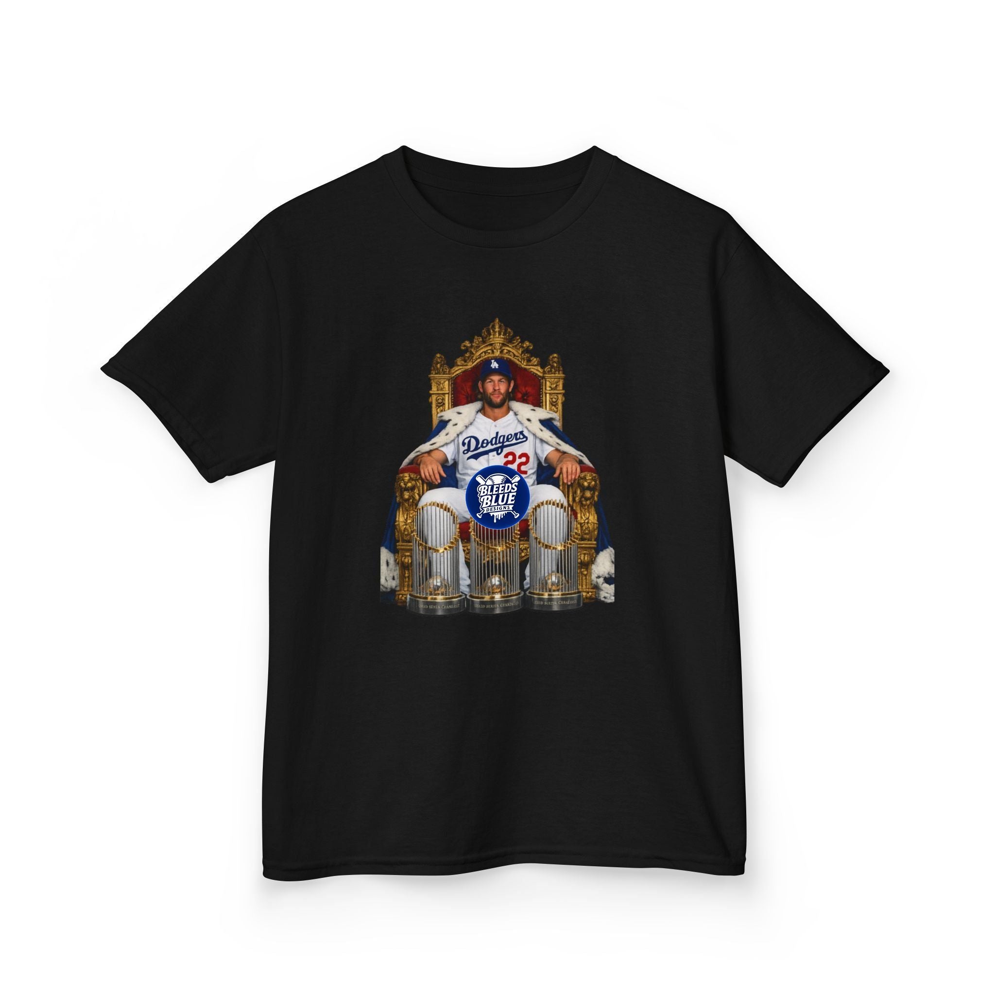 Kershaw Baseball Throne Kids T-Shirt – Youth Heavy Cotton Casual Fit