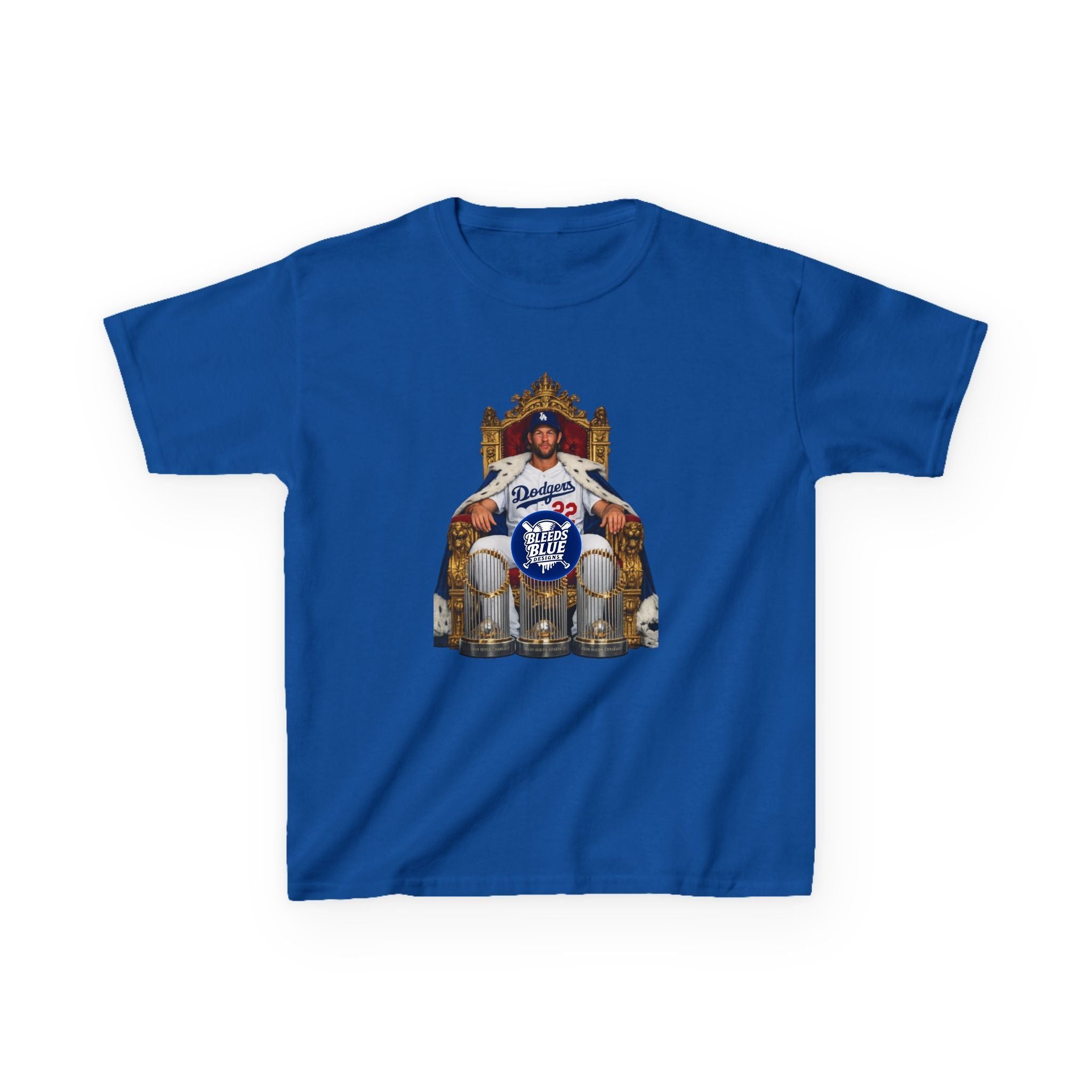 Kershaw Baseball Throne Kids T-Shirt – Youth Heavy Cotton Casual Fit
