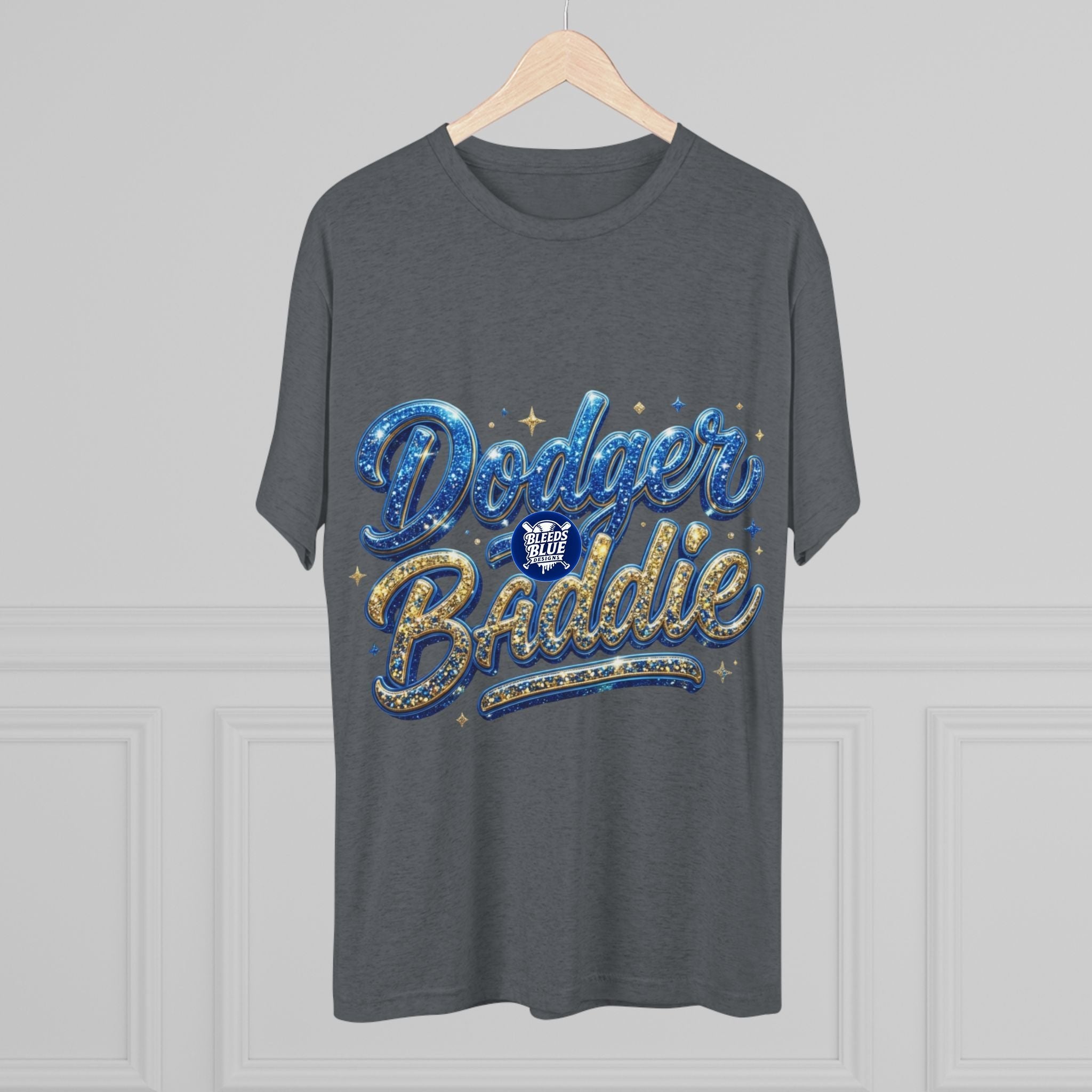 Dodger Baddie Glitter T‑Shirt — Sparkling LA Baseball Fan Tee