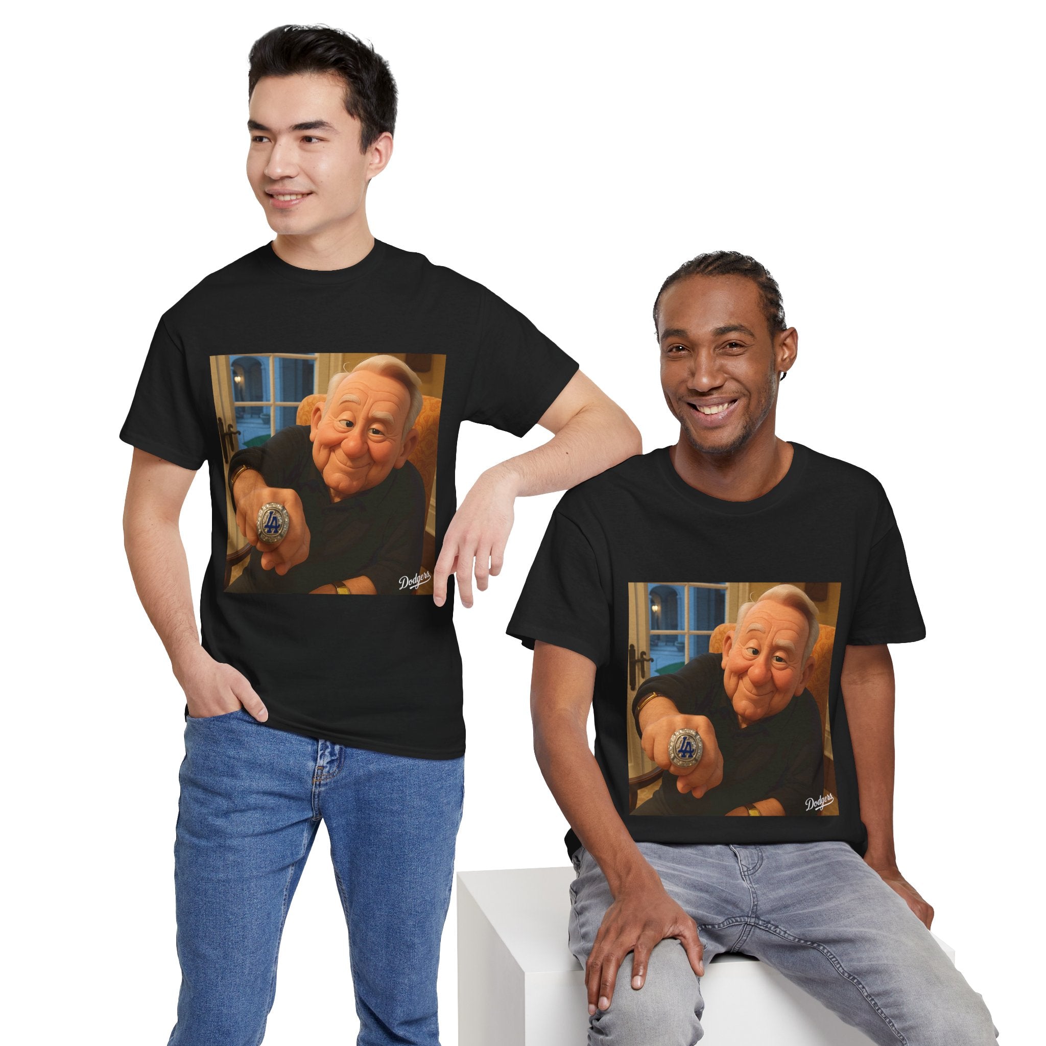Vin Scully Championship Ring Tee Shirt - Unisex Heavy Cotton Tee Casual Fit
