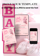 Girl Baby Shower Editable Invitation (Portrait)