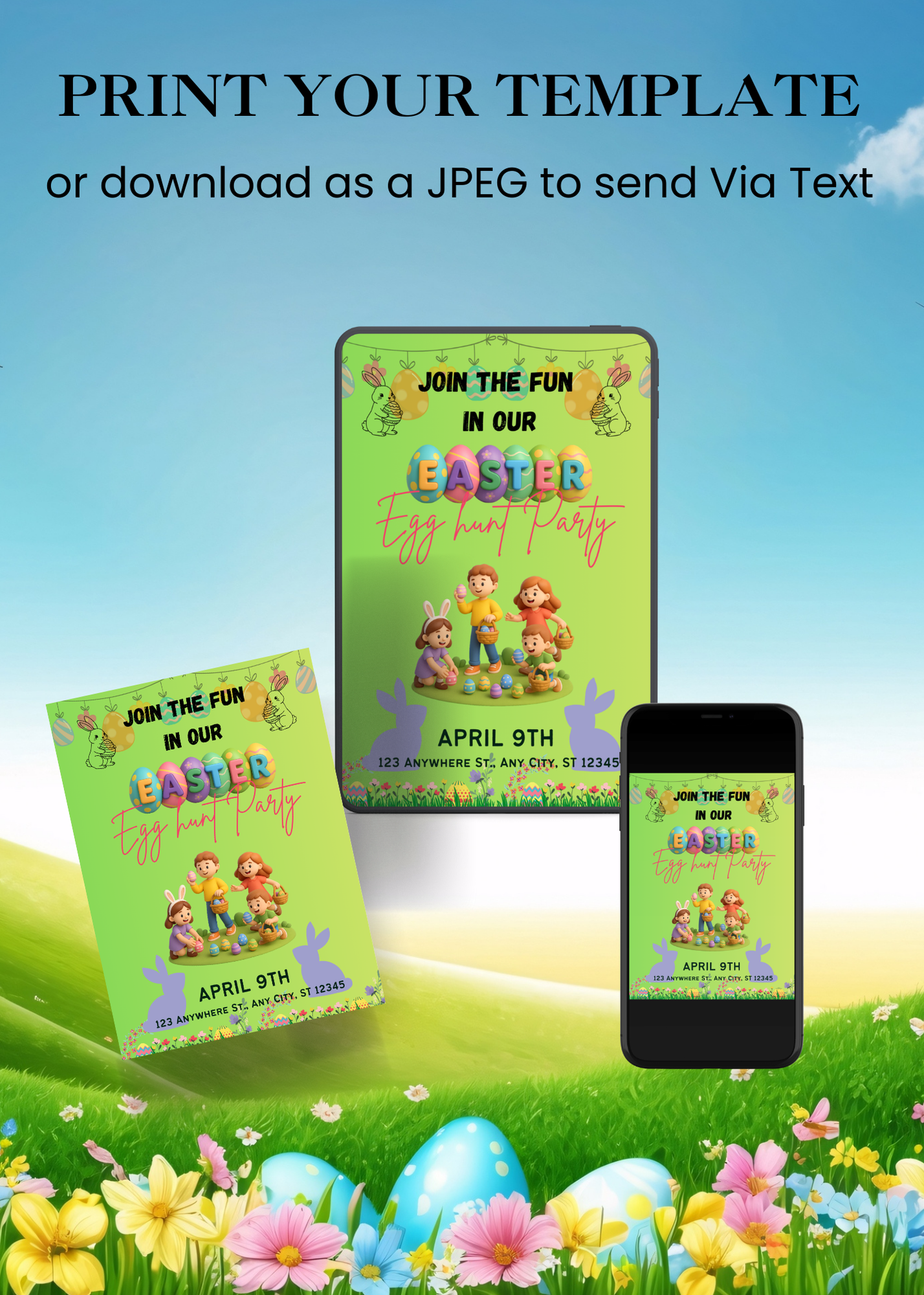 Easter Party Editable Invitation (Portrait)