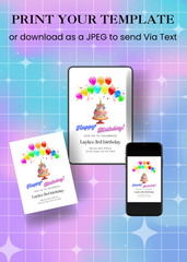 Unicorn Editable Birthday Invitation (Portrait)