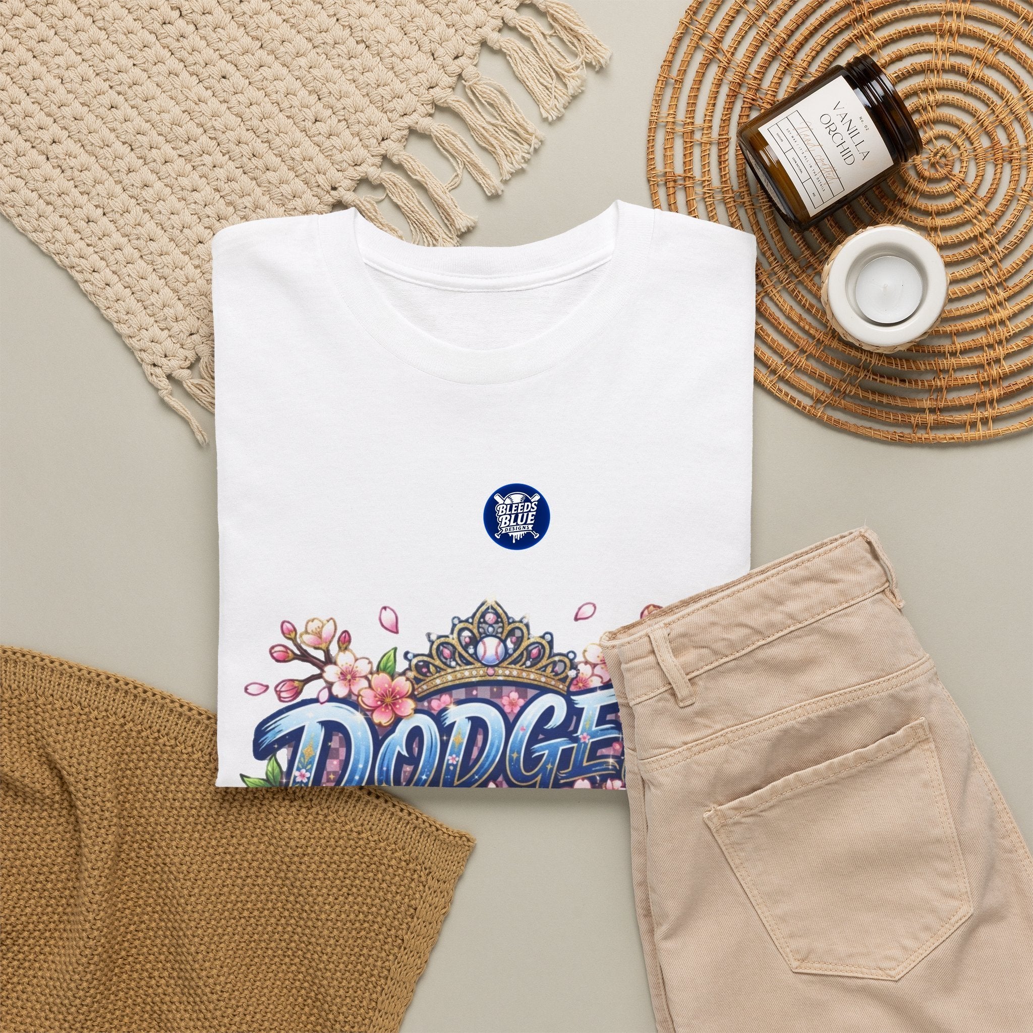 Dodger Queen Cherry Blossom Baseball Tee