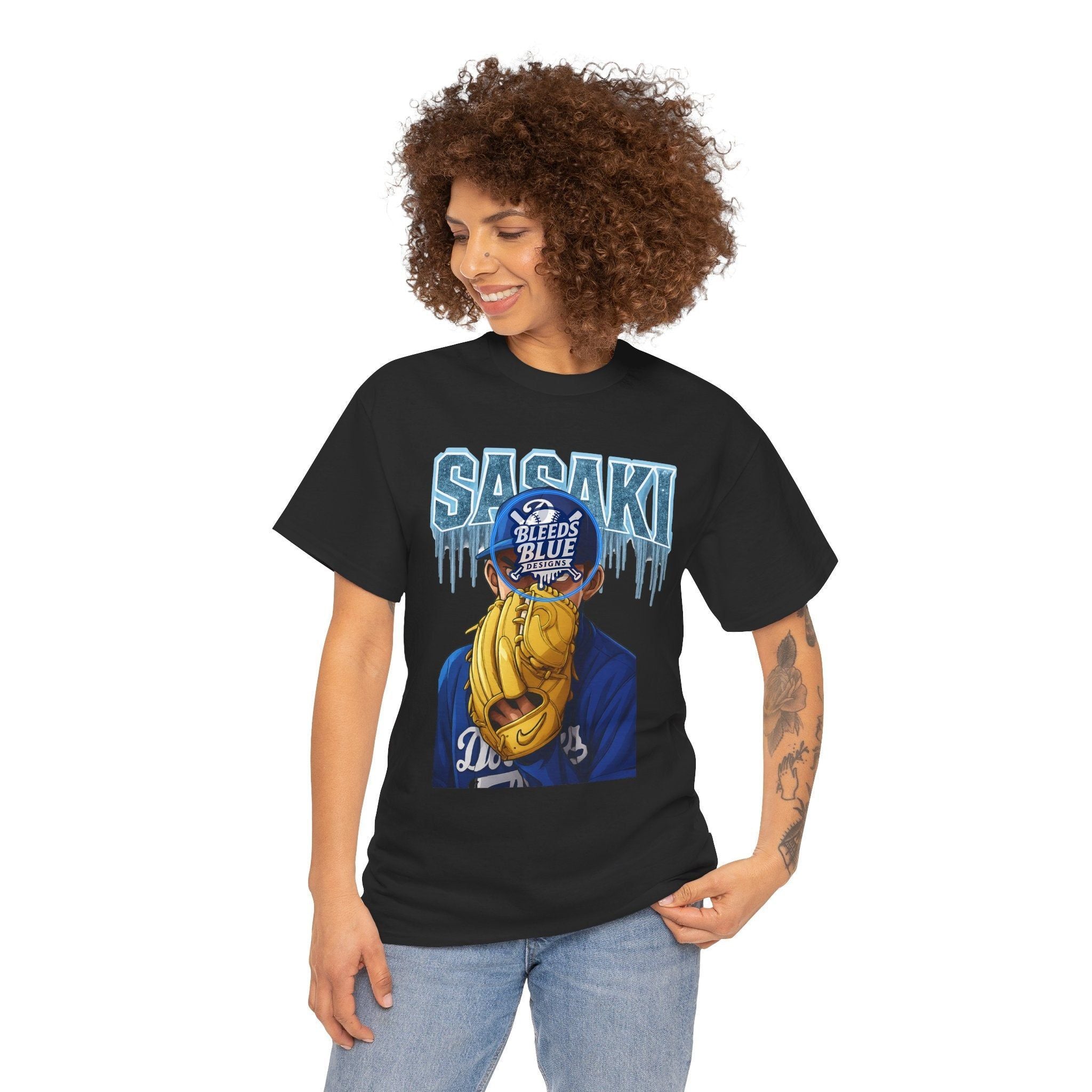 Dodgers Roki Sasaki Ice Anime Tee Shirt - Unisex Heavy Cotton Casual Fit