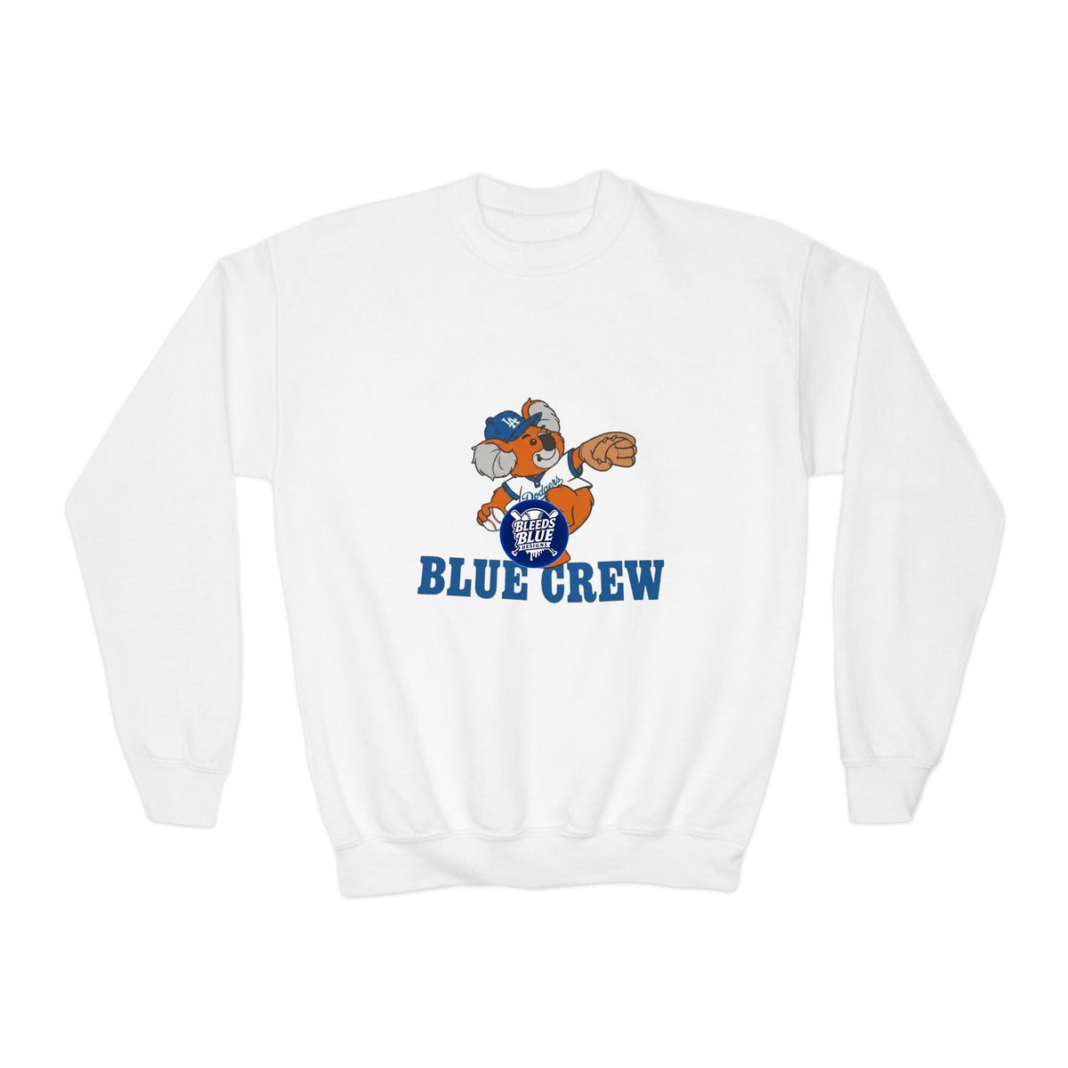 Blue Crew Koala Mascot Sweatshirt — Youth Crewneck Sweatshirt