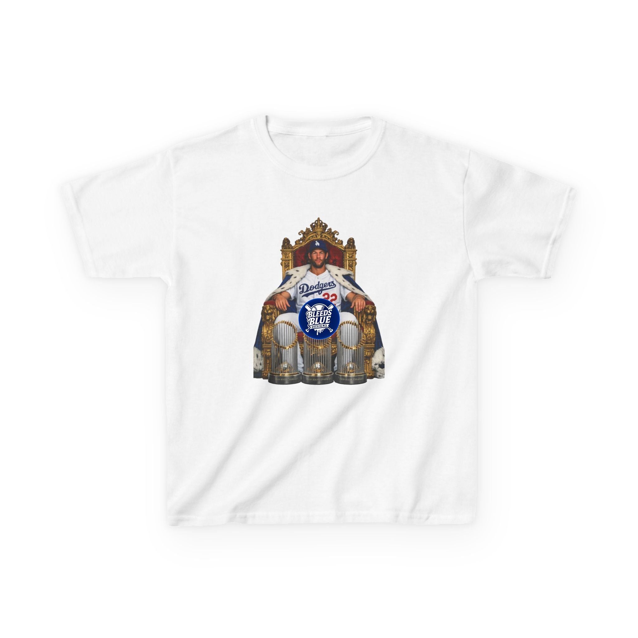 Kershaw Baseball Throne Kids T-Shirt – Youth Heavy Cotton Casual Fit