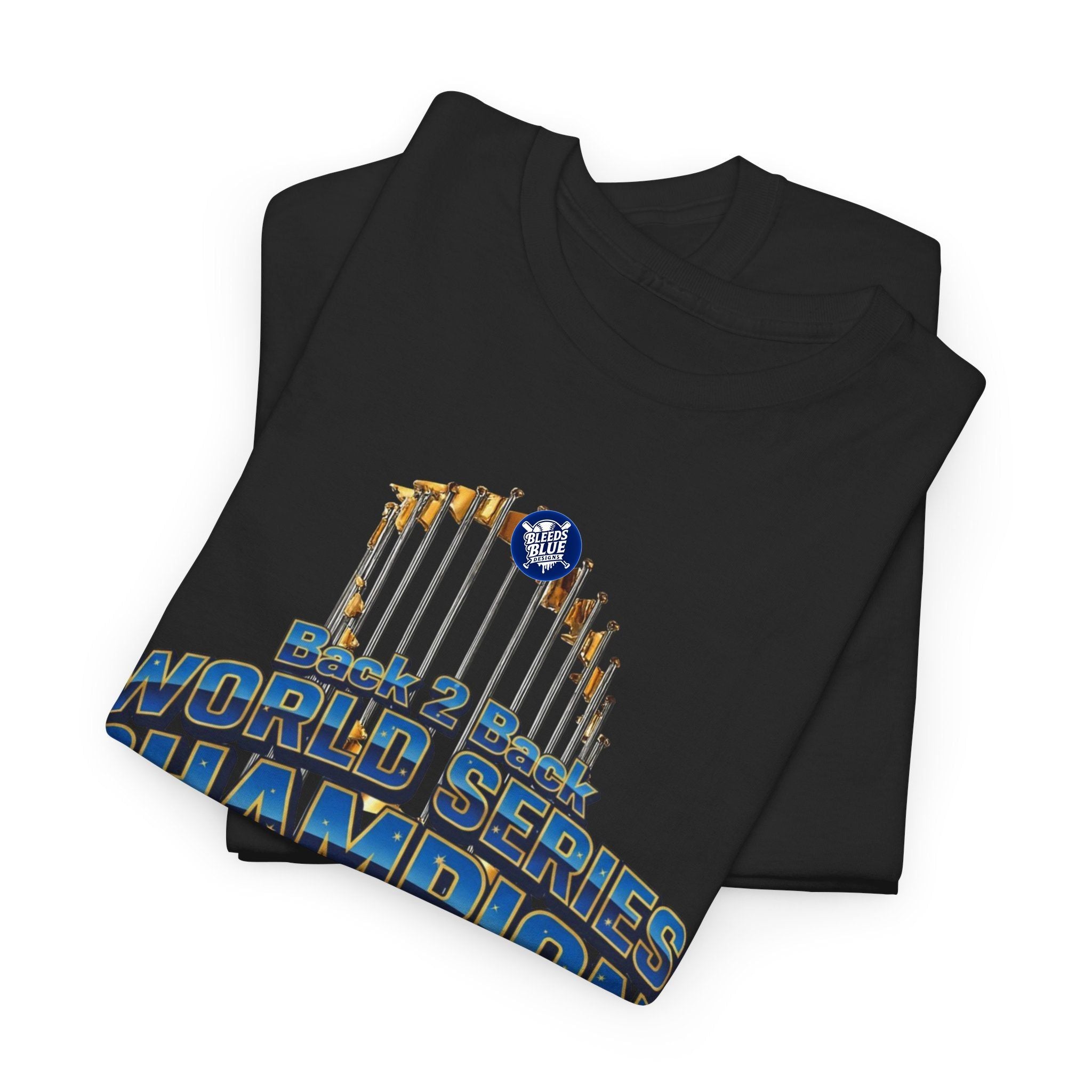 Dodgers Gold Back 2 Back World Series Champion Tee Shirt - Unisex Heavy Cotton Casual Fit