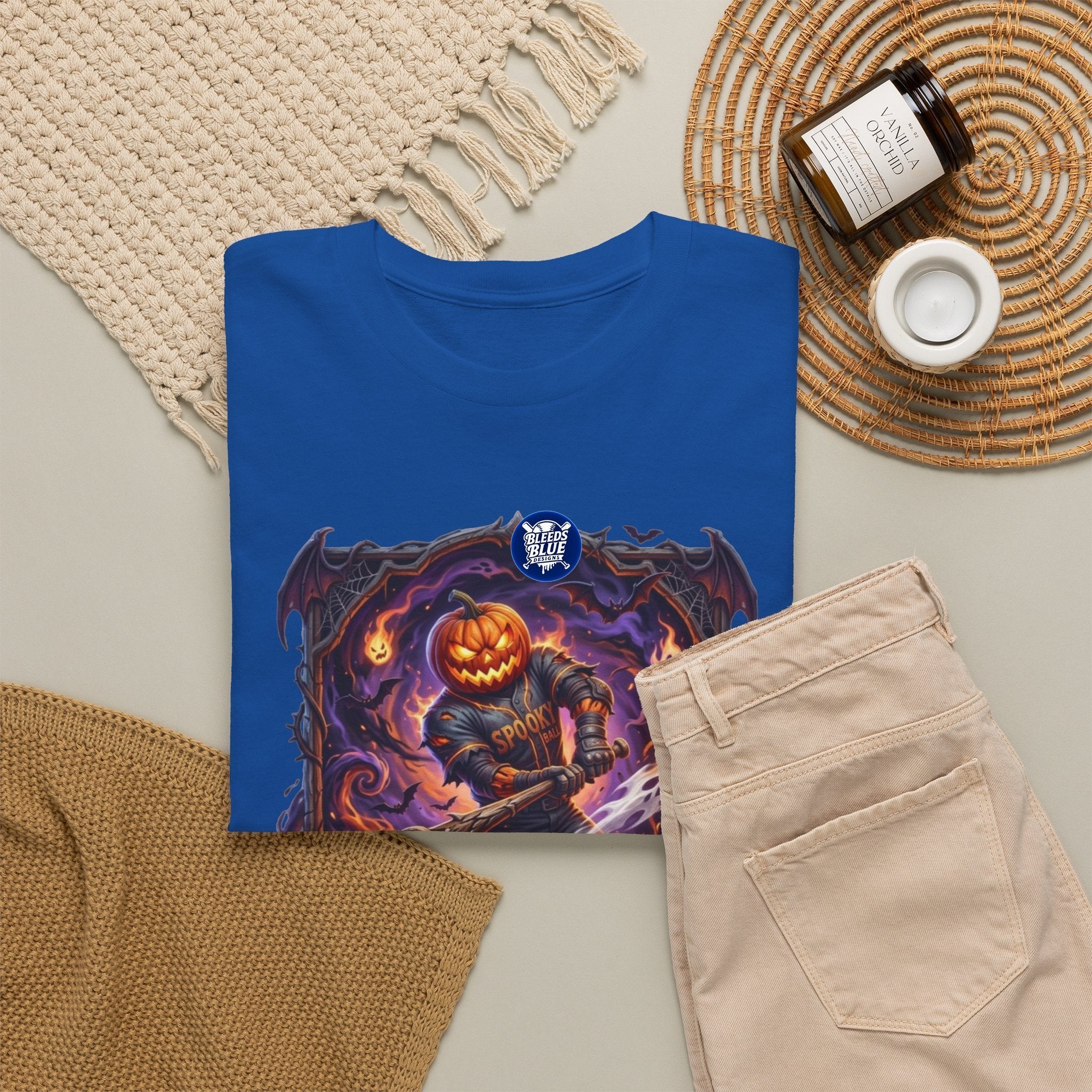 Halloween October Baseball Spooky Season Pumpkinhead T-Shirt