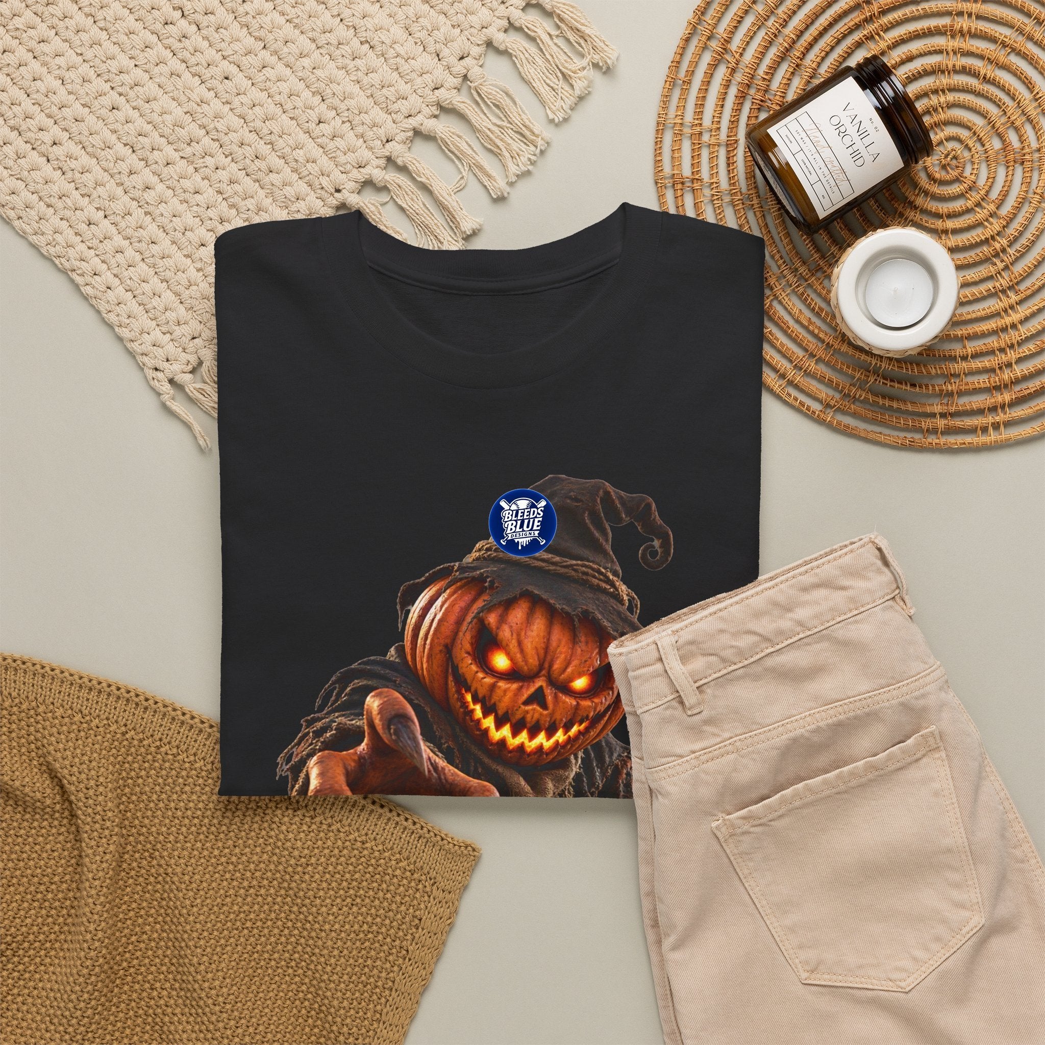 Spooky Season Pumpkin Head Scarecrow T-Shirt