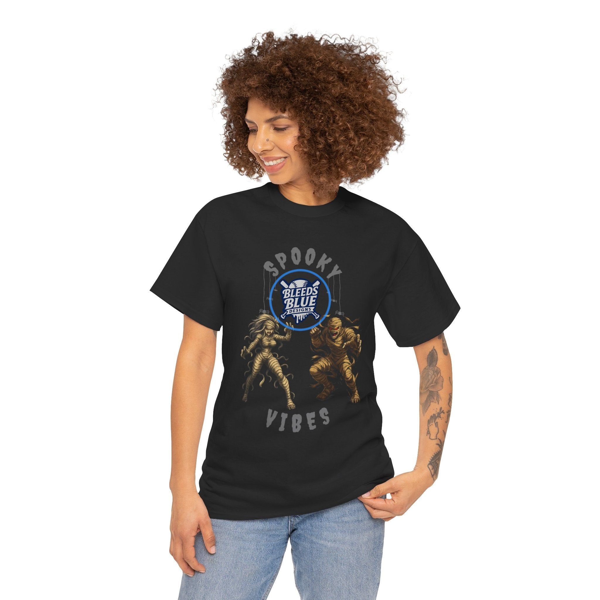 Halloween Spooky Mummy Couple Vibes Anime Tee Shirt - Unisex Heavy Cotton Casual Fit