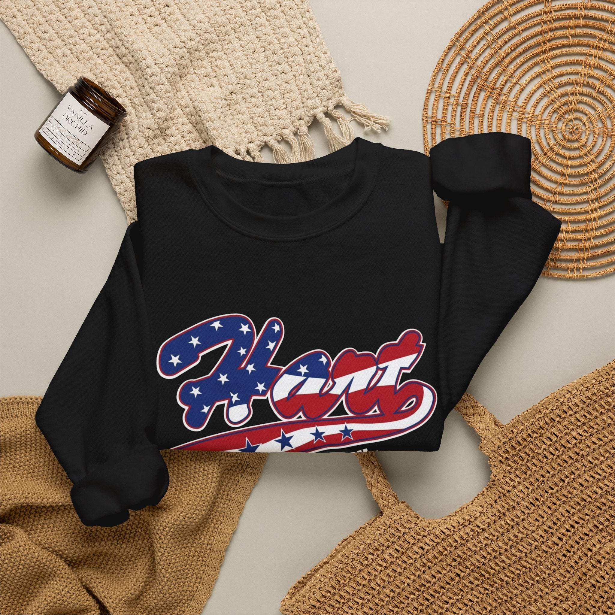 Crewneck Sweatshirt — 'Hart Smashers' Baseball Team USA Flag Logo