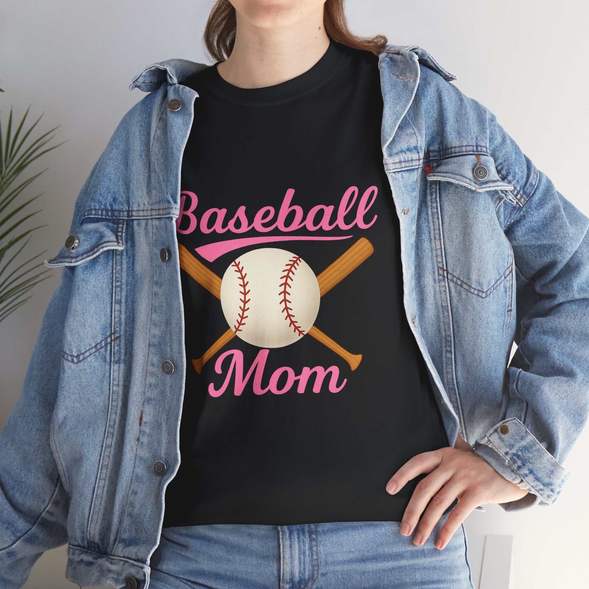 Pink Baseball Mom Tee Shirt - Unisex Heavy Cotton Tee Casual Fit